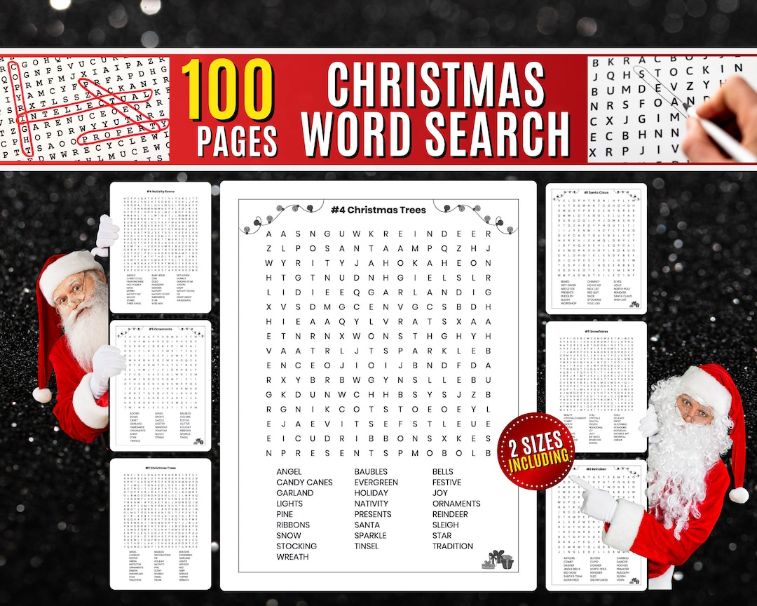 100 Christmas Word Search Printable Advanced Word Find Puzzle Game within 100 Word Christmas Word Search