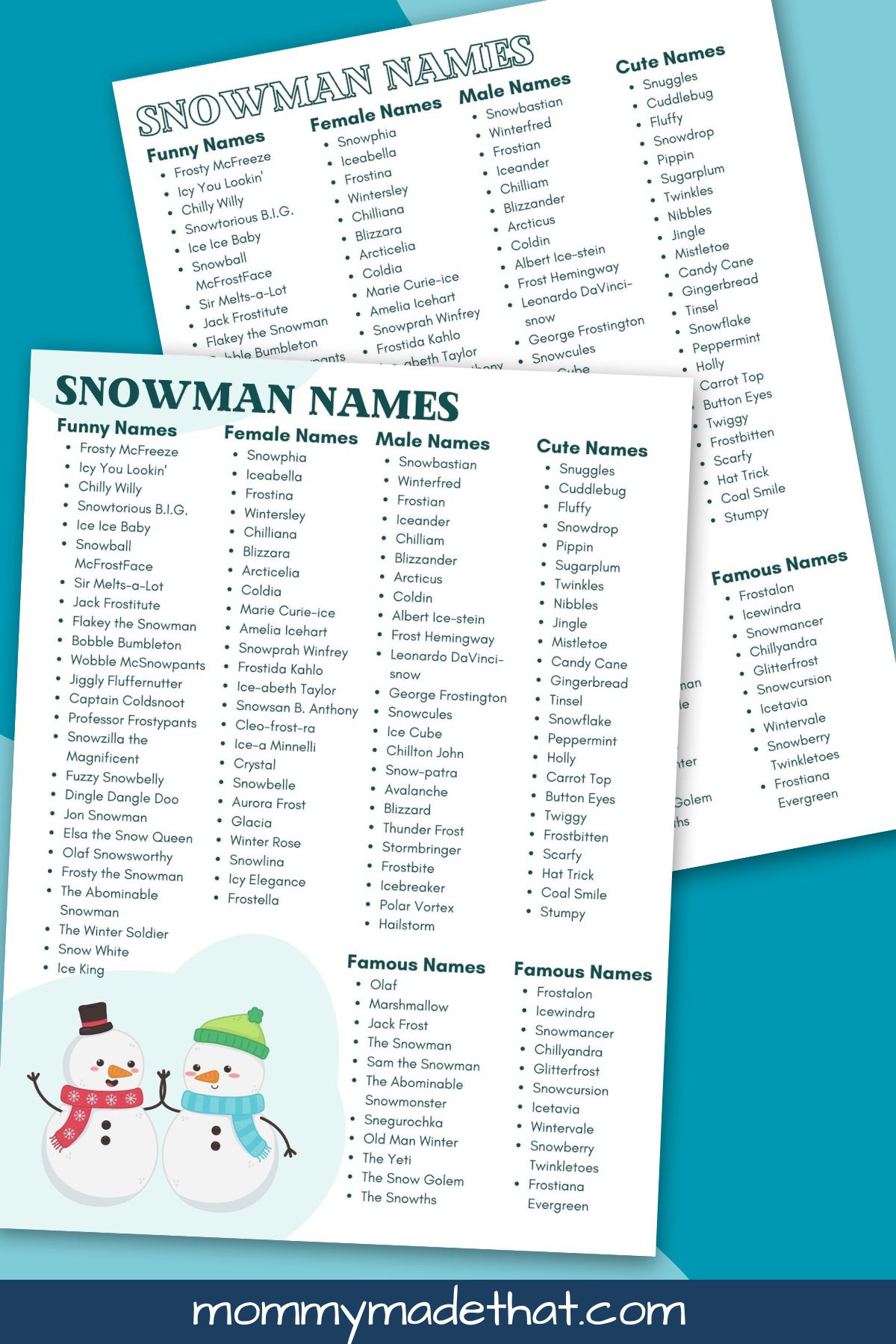 100+ Of The Best Snowman Names (Plus Cute Free Printable) regarding What'S Your Snowman Name Free Printable