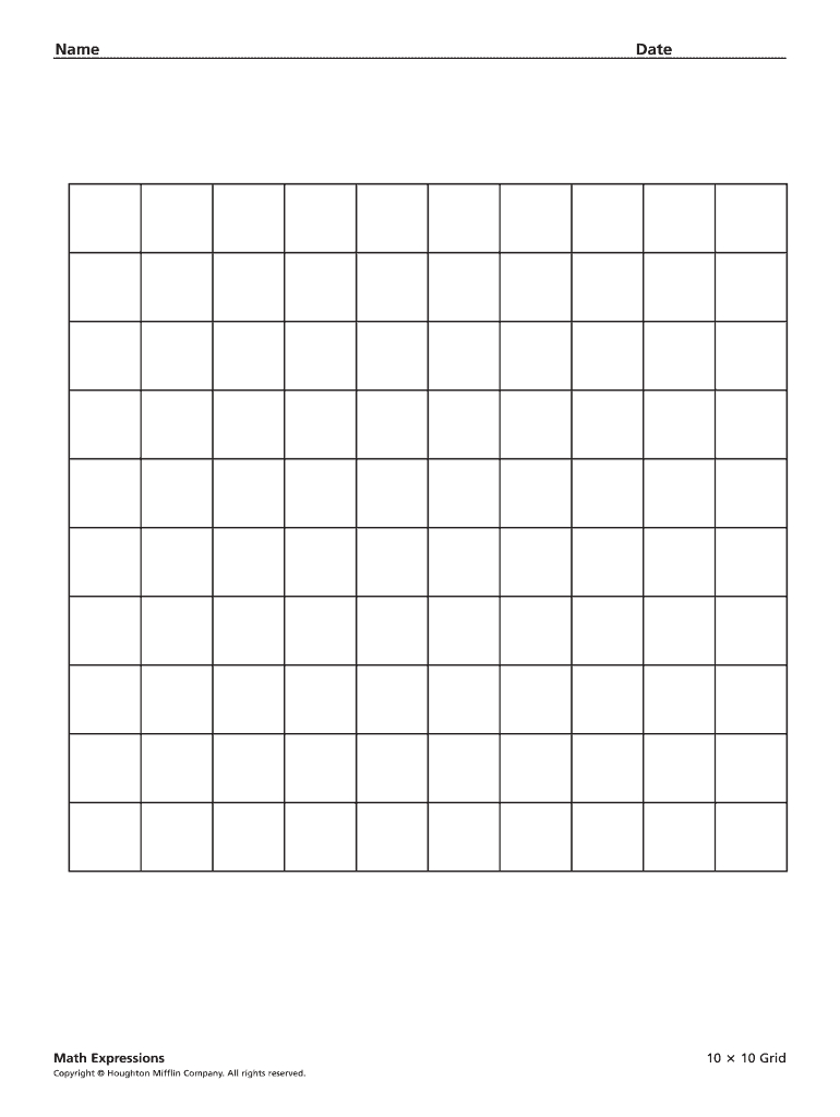 10X10 Grid - Fill Online, Printable, Fillable, Blank | Pdffiller in Free Printable 10x10 Grid Paper