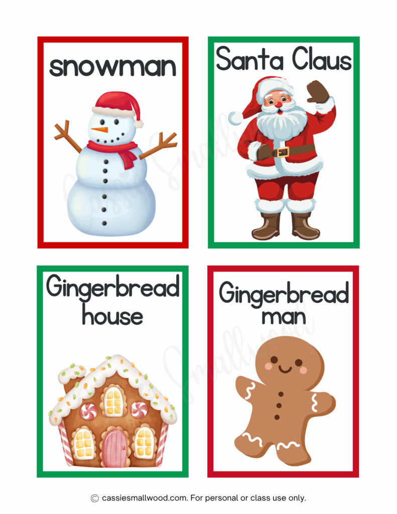 112 Cute Christmas Flashcards (Free!) - Cassie Smallwood within Christmas Vocabulary Cards Printable