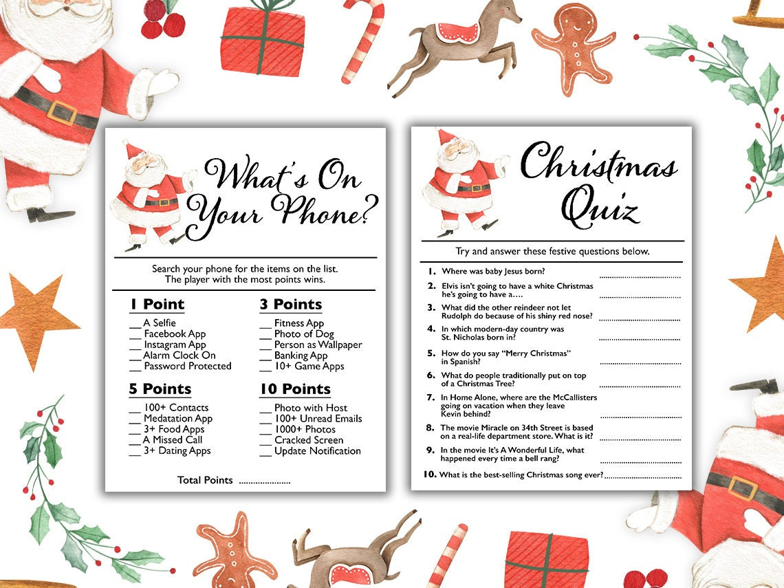 12 Christmas Games Printable Bundle || Christmas Party Games For in Christmas Password Game Printable