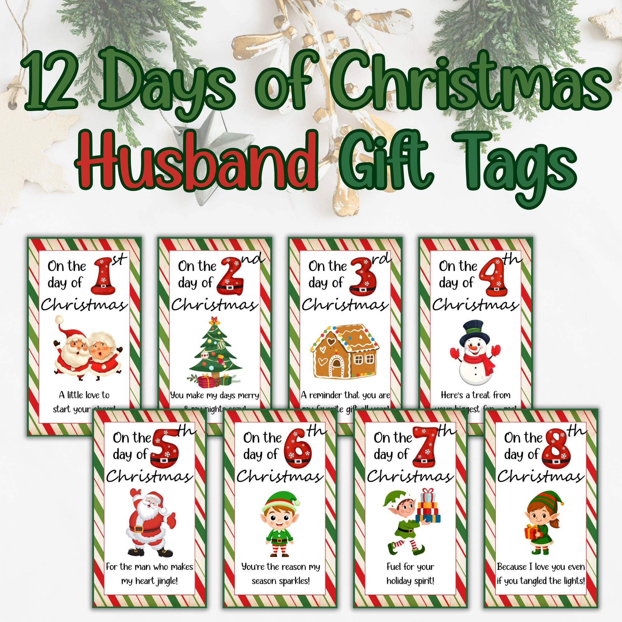12 Days For Spouse - Etsy for 12 Days of Christmas For Husband Printable Tags
