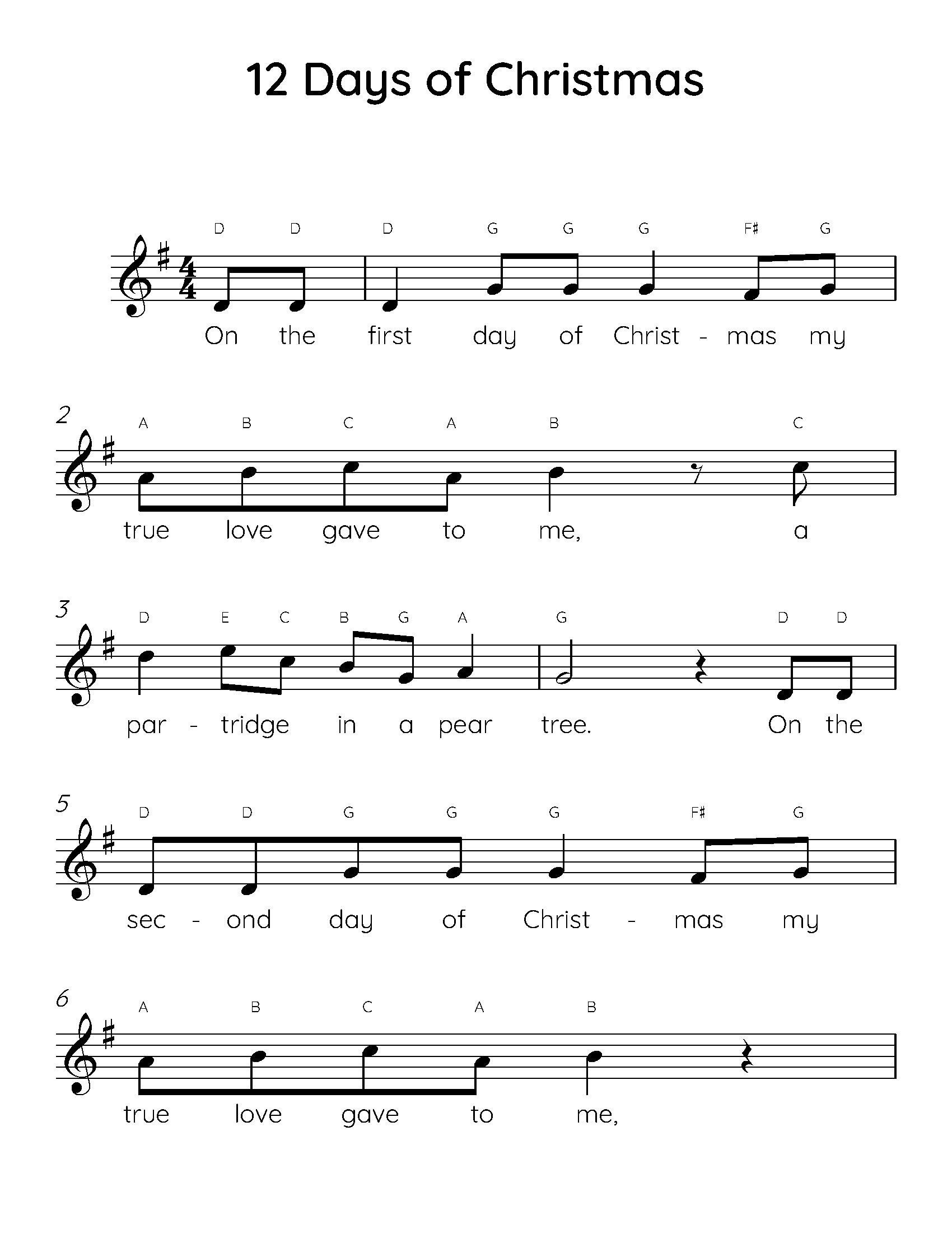 12 Days Of Christmas Easy Piano Sheet Music (Digital Download throughout Free Printable 12 Days Of Christmas Sheet Music
