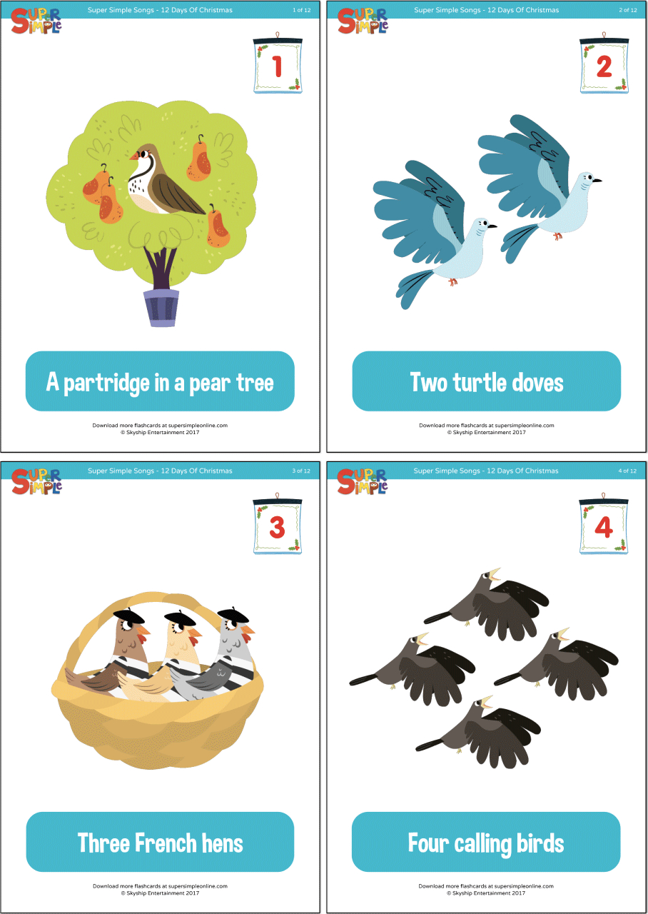 12 Days Of Christmas Flashcards - Super Simple within Free Printable 12 Days of Christmas Images