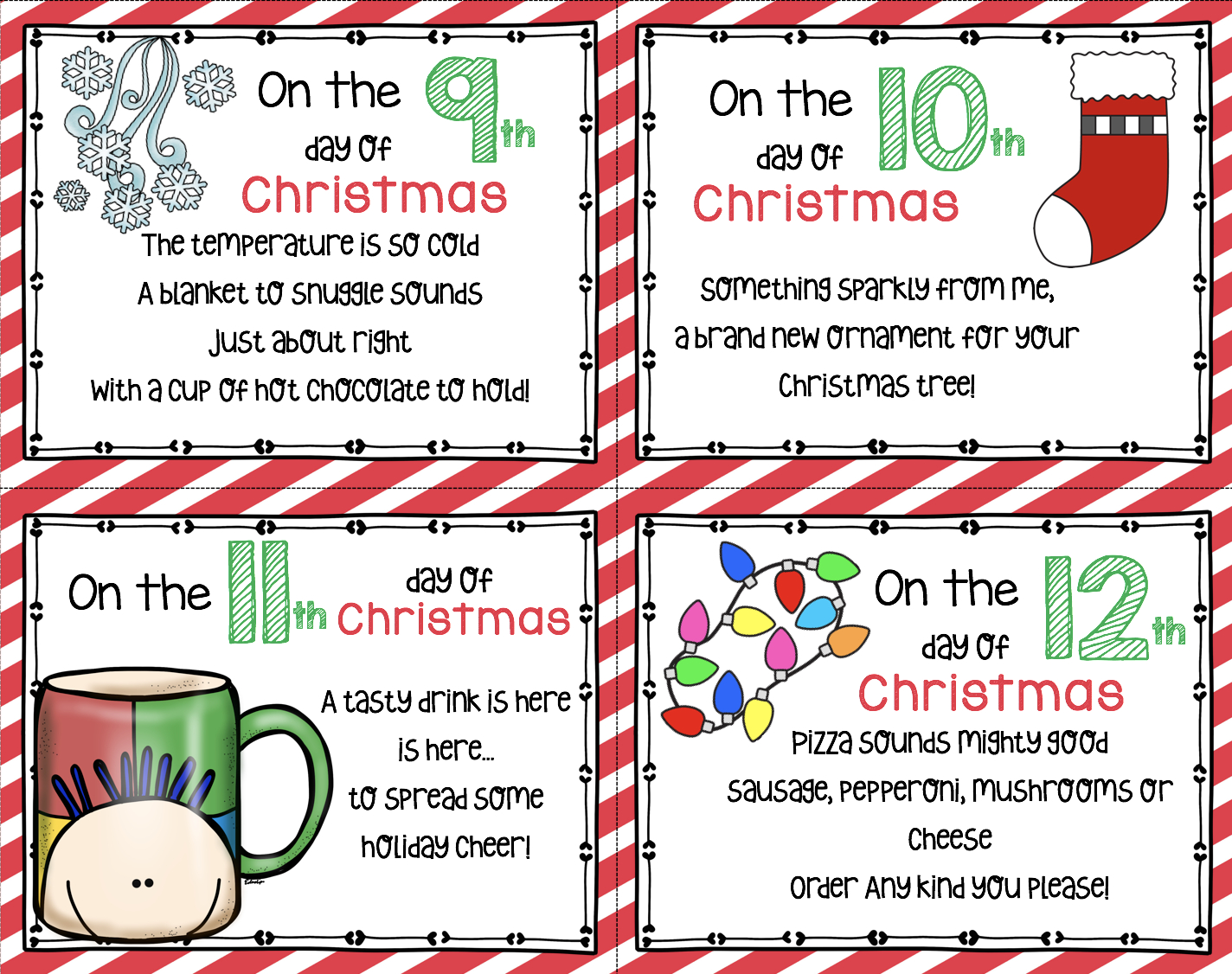12 Days Of Christmas - Free Cards! — Keeping My Kiddo Busy with regard to 12 Days of Christmas Card Printable