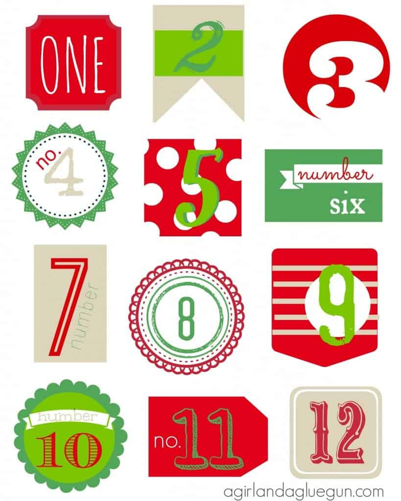 12 Days Of Christmas Free Printable - A Girl And A Glue Gun inside 12 Days Of Christmas Numbers Printable