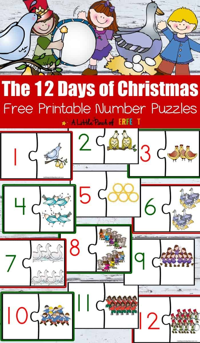 12 Days Of Christmas Free Printable Math Number Puzzles - A Little pertaining to 12 Days Of Christmas Numbers Printable