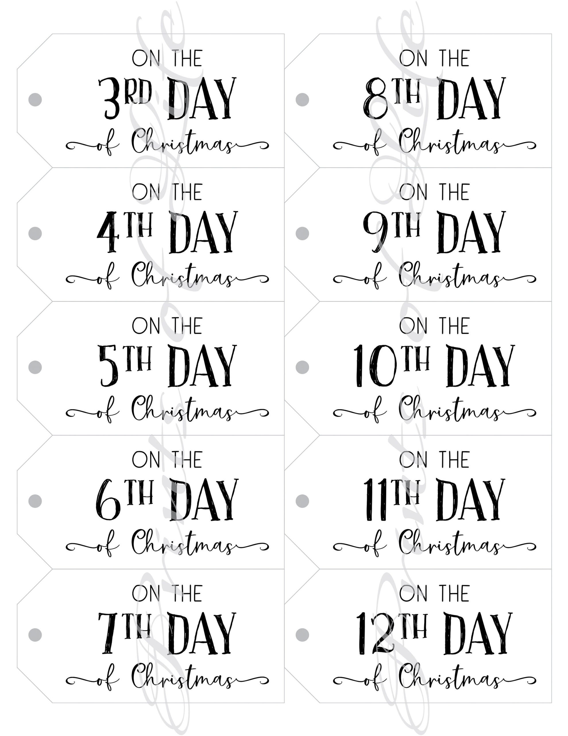 12 Days Of Christmas Geschenkanhänger &amp; Karte. Sofortiger Download pertaining to 12 Days of Christmas Printable Signs