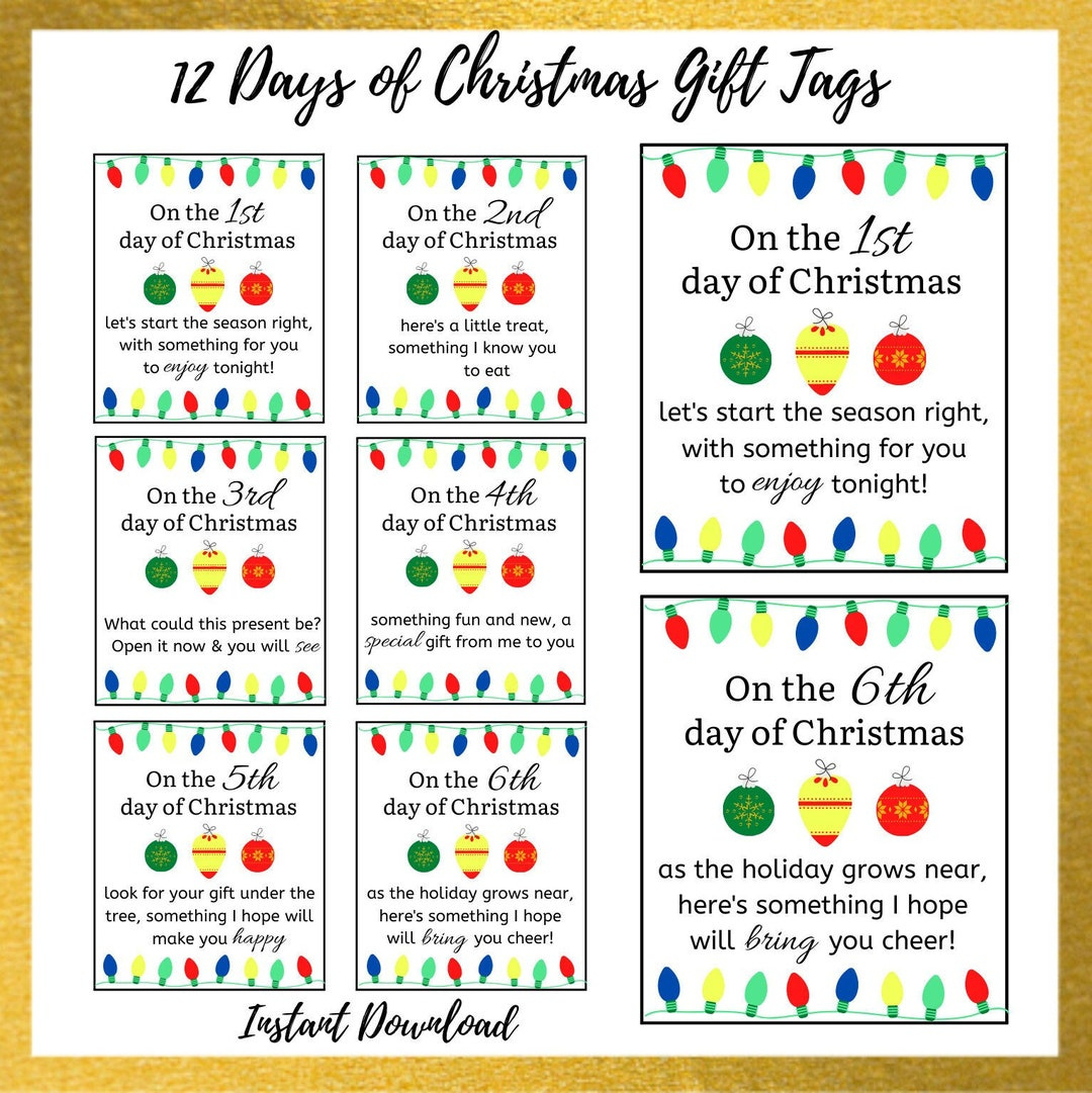 12 Days Of Christmas Gift Tags | 12 Days Of Christmas Printable with regard to 12 Days of Christmas For Husband Printable Tags