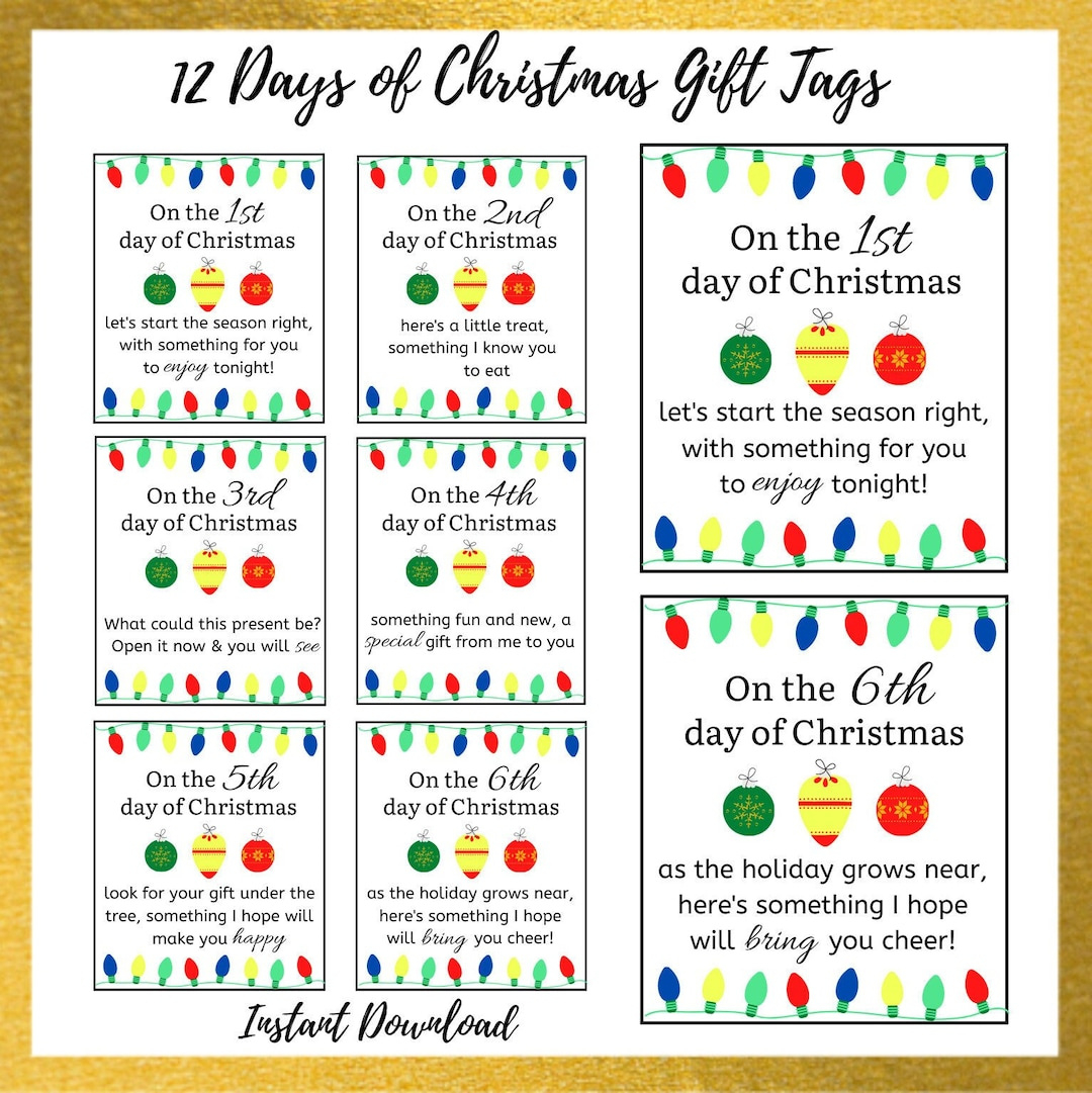 12 Days Of Christmas Gift Tags | 12 Days Of Christmas Printable with regard to 12 Days Of Christmas For Husband Printable