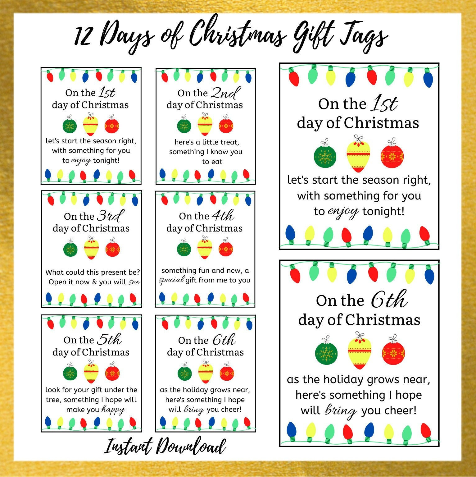 12 Days Of Christmas Gift Tags | 12 Days Of Christmas Printable with regard to 12 Days of Christmas Printable Tags