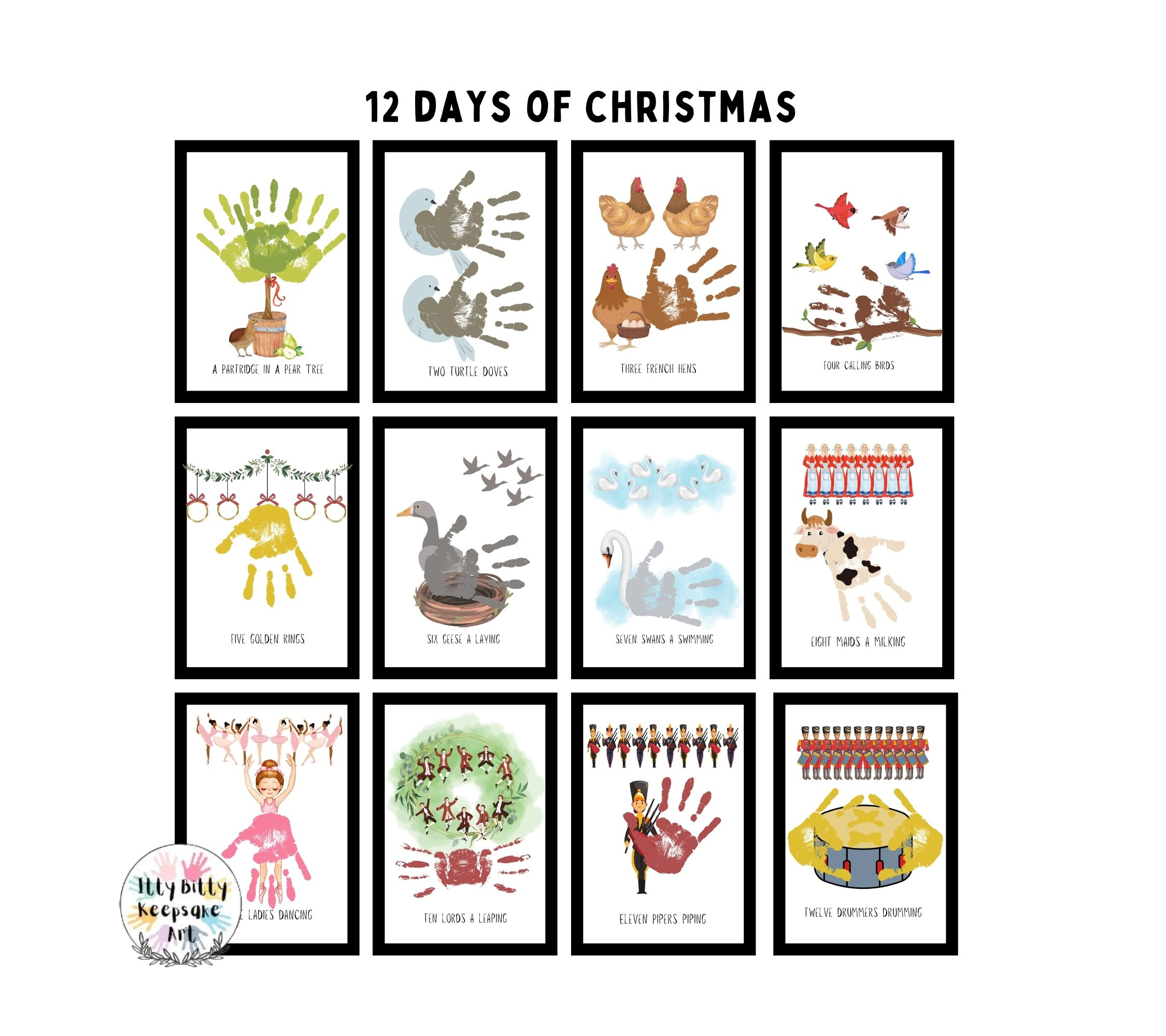 12 Days Of Christmas Handprint Craft Art Printable Template pertaining to Printable 12 Days Of Christmas