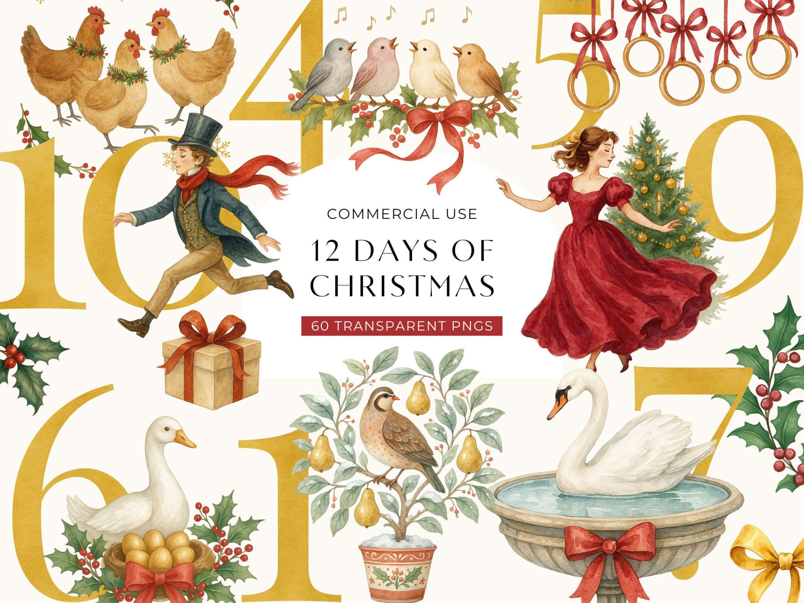 12 Days Of Christmas Printable - Etsy Uk regarding 12 Days of Christmas Props Printable