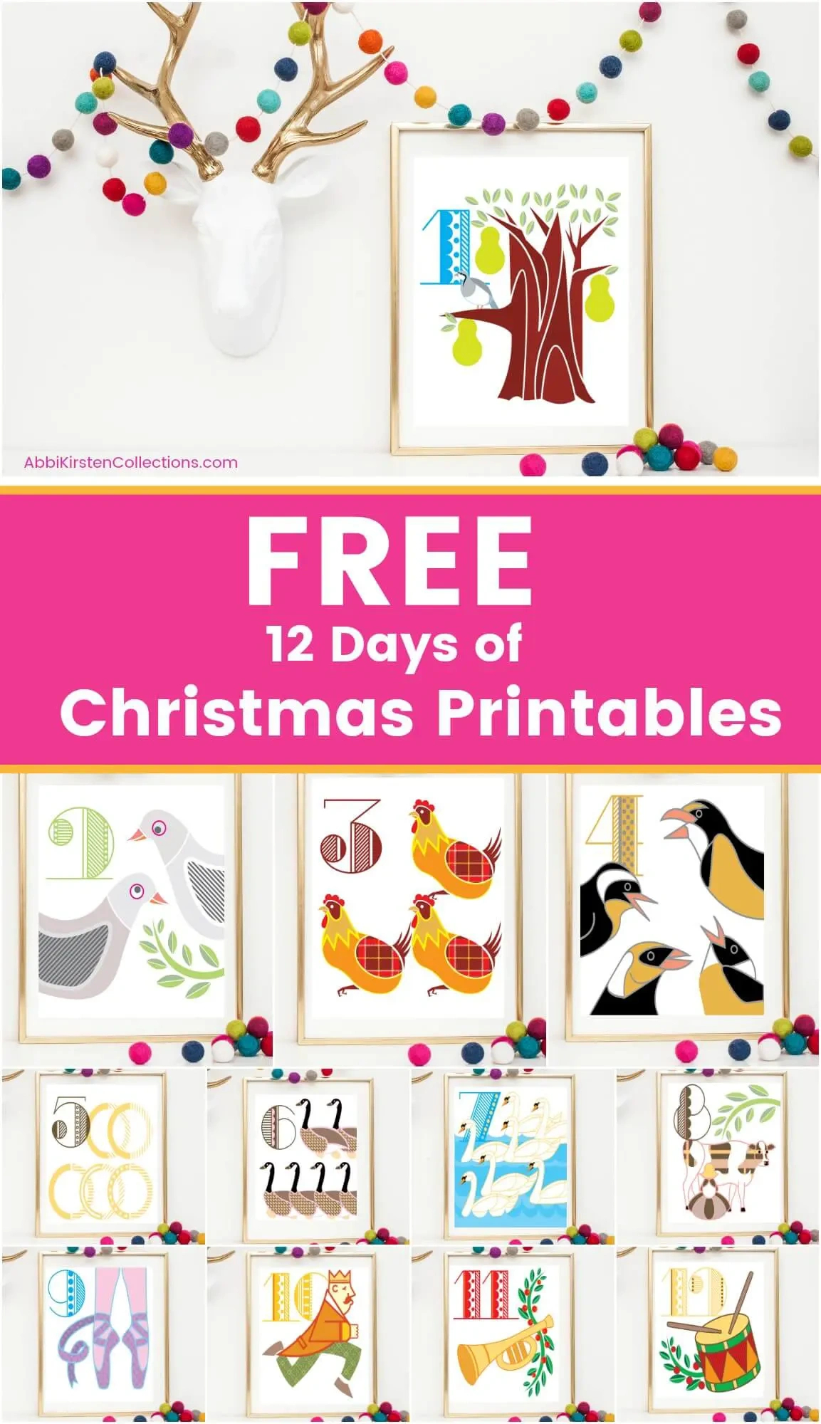 12 Days Of Christmas Printables: Free Christmas Printable Wall Art regarding 12 Days of Christmas Props Printable
