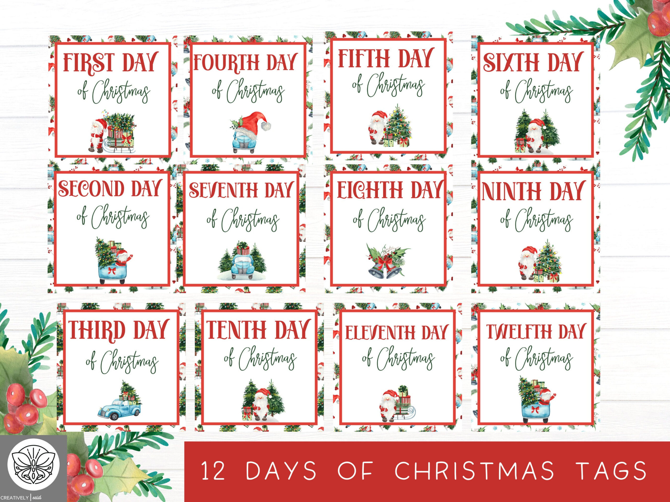 12 Days Of Christmas Tags | Twelve Days Of Christmas | Printable inside 12 Days Of Christmas List Printable