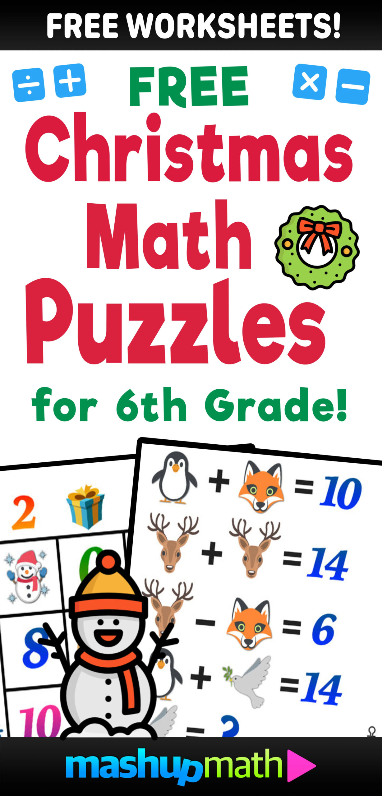 12 Days Of Holiday Math Puzzles—Printable K-8 Worksheets — Mashup Math regarding Christmas Math Puzzles Printable