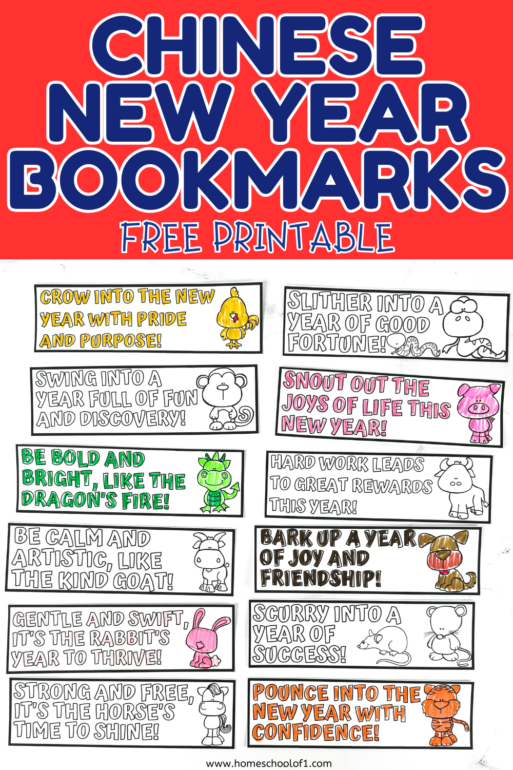 12 Free Chinese New Year Bookmark Printables in Chinese New Year Bookmarks Free Printable