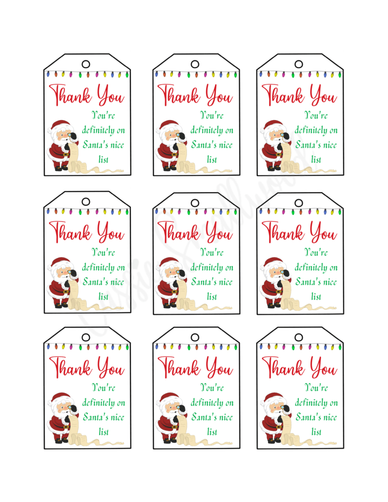 15 Insanely Cute Thank You Tags (Free Printable) - Cassie Smallwood throughout Christmas Thank You Tags Printable