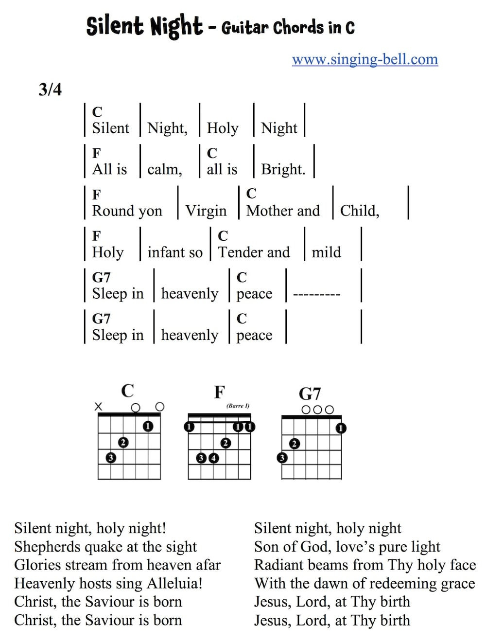 18 Easy Christmas Songs On The Guitar With Chords And Tabs with regard to Printable Christmas Songs With Guitar Chords