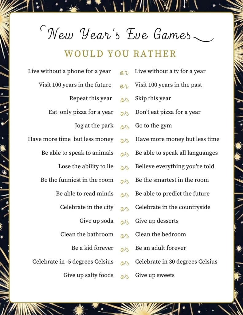 18 Free Printable Adults New Year'S Eve Party Games & Activities in New Years Eve Games For Adults Printable