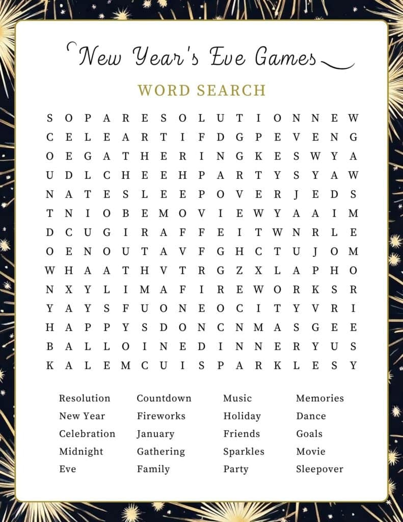18 Free Printable Adults New Year'S Eve Party Games & Activities within New Years Activities Printable