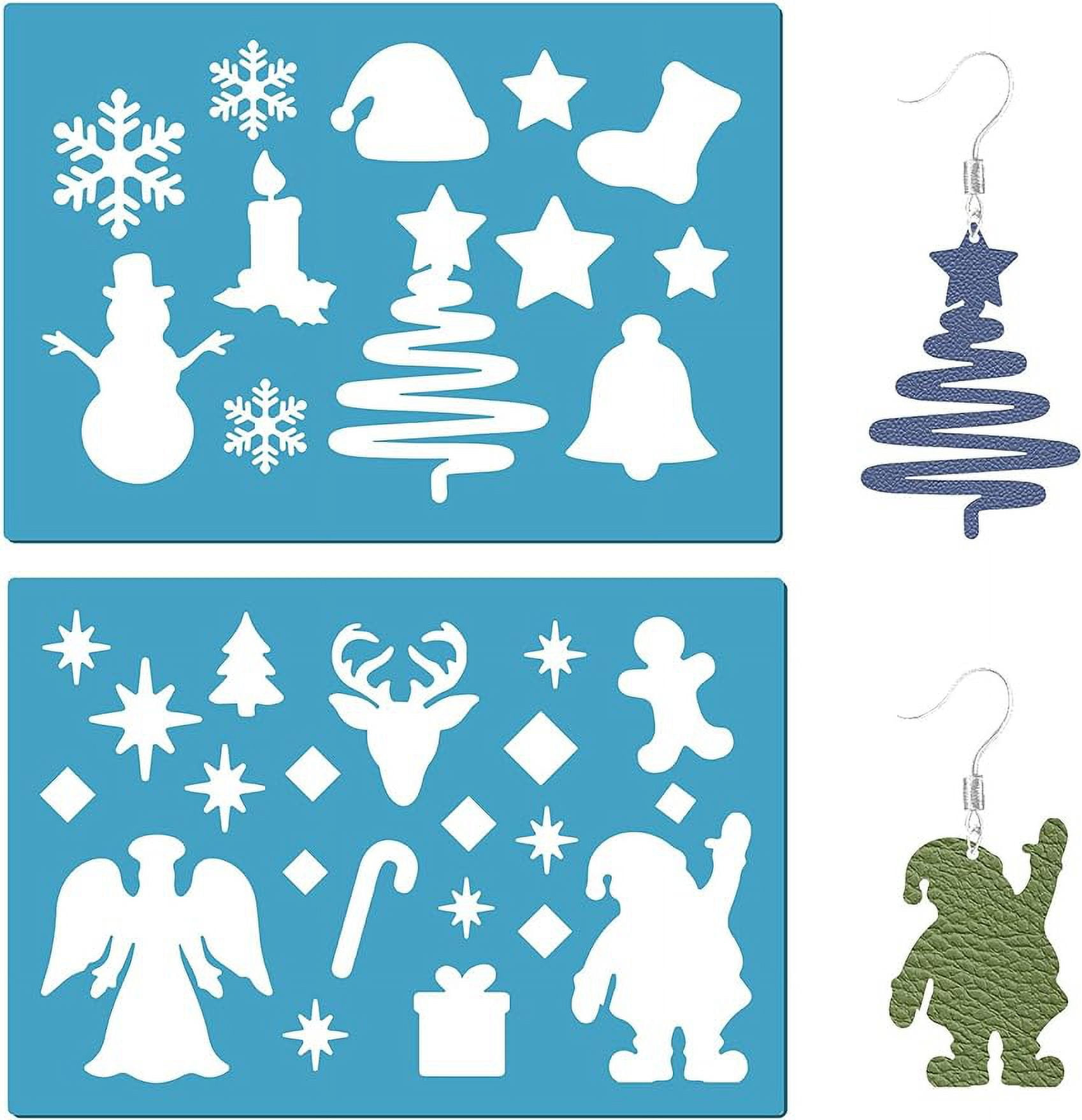 2 Styles Christmas Stencils Jewelry Shape Template Reusable Santa regarding Christmas Cake Stencils Printable