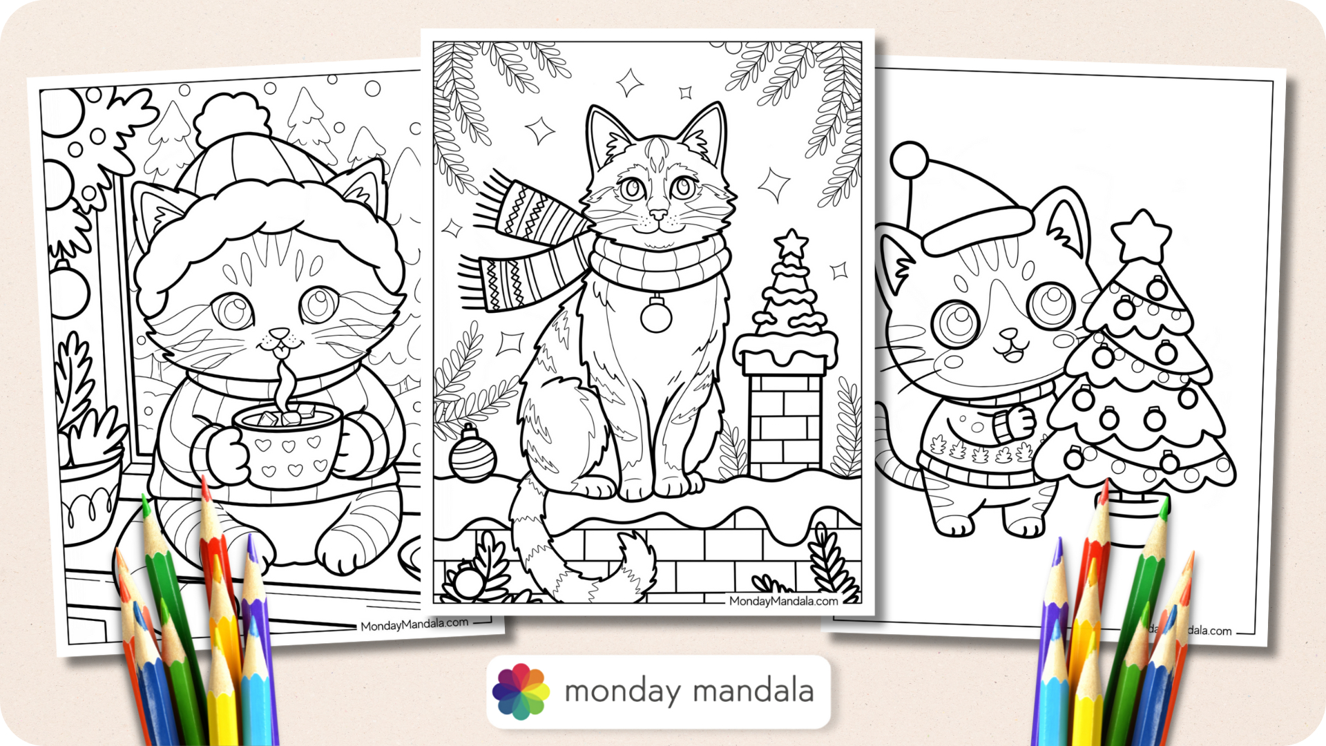 20 Christmas Cat Coloring Pages (Free Pdf Printables) for Christmas Kitty Printable