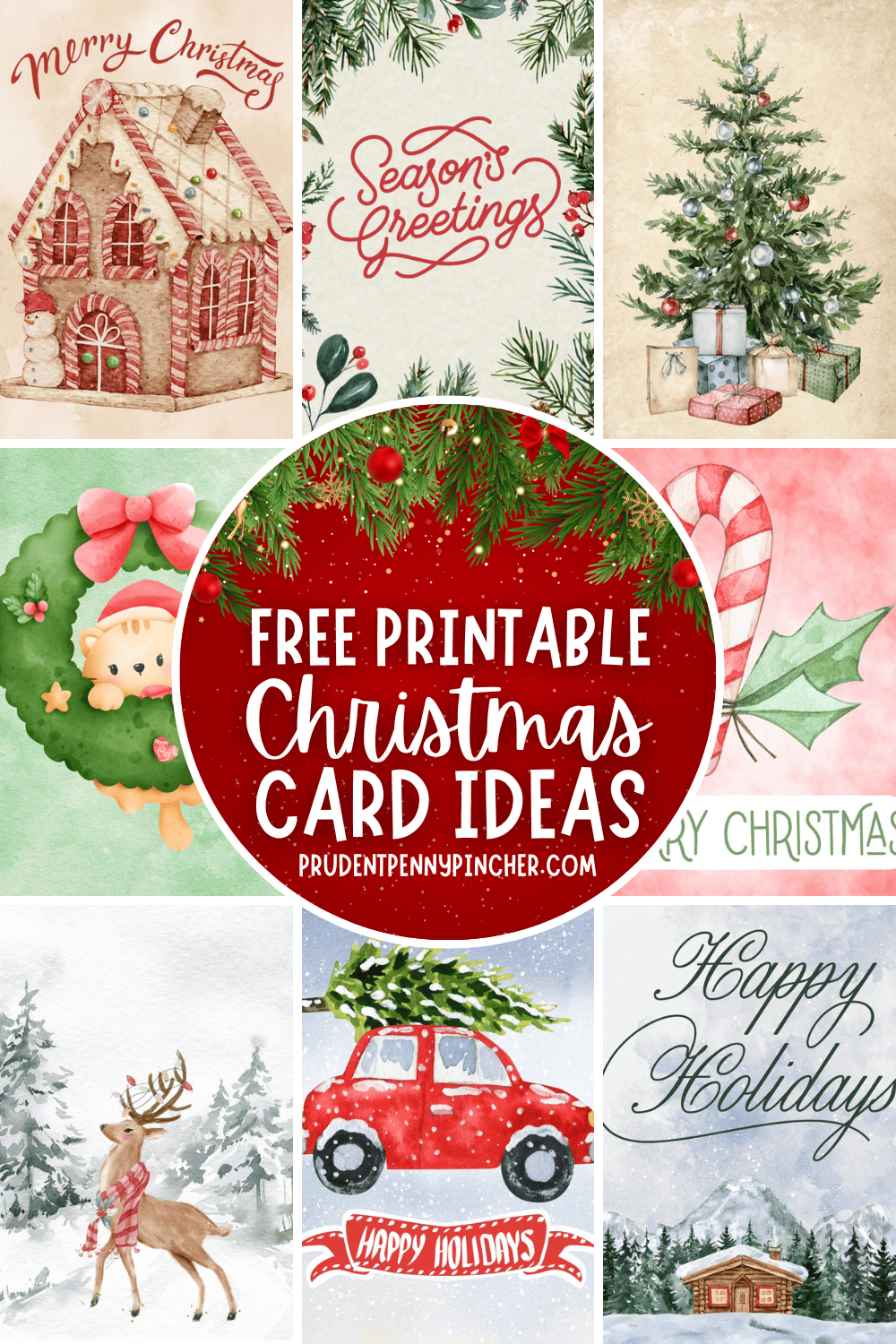 20 Free Christmas Printable Cards - Prudent Penny Pincher for Christmas Greetings Printable Free