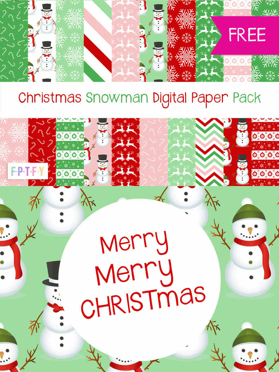 20 Free Christmas Snowman Digital Paper - Free Pretty Things For You pertaining to Printable Christmas Scrapbook Paper
