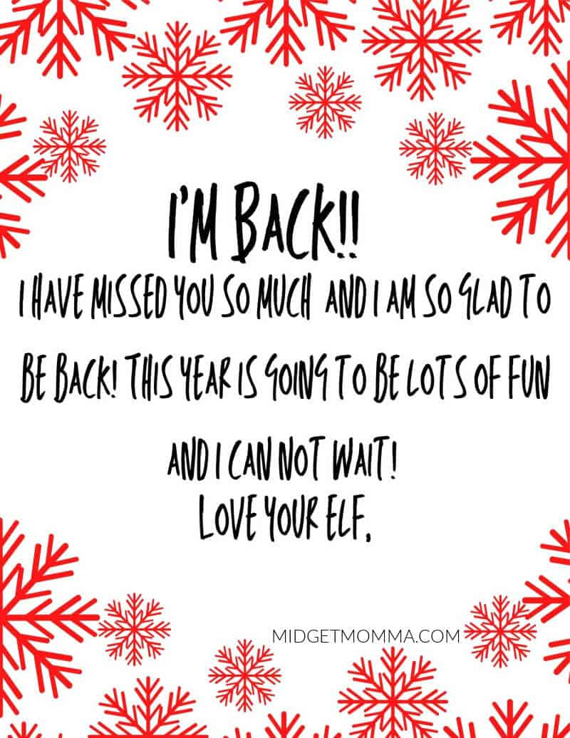 20 Free I'M Back Elf On The Shelf Arrival Letter Printables with regard to Printable Elf on the Shelf I'm Back Letter