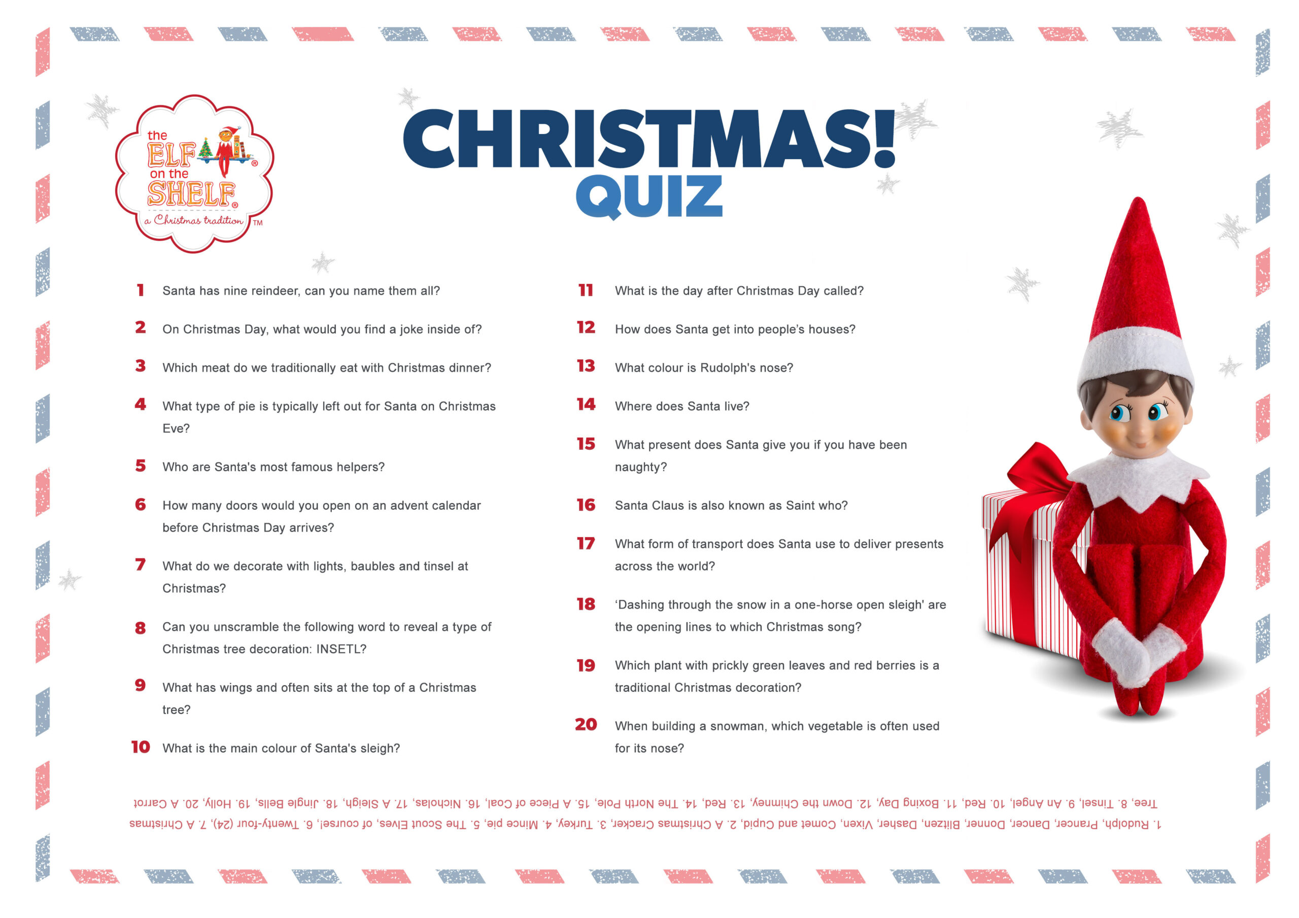 20 Great Christmas Quiz Questions For Kids | Elf On The Shelf Uk with Christmas Quiz with Answers Printable