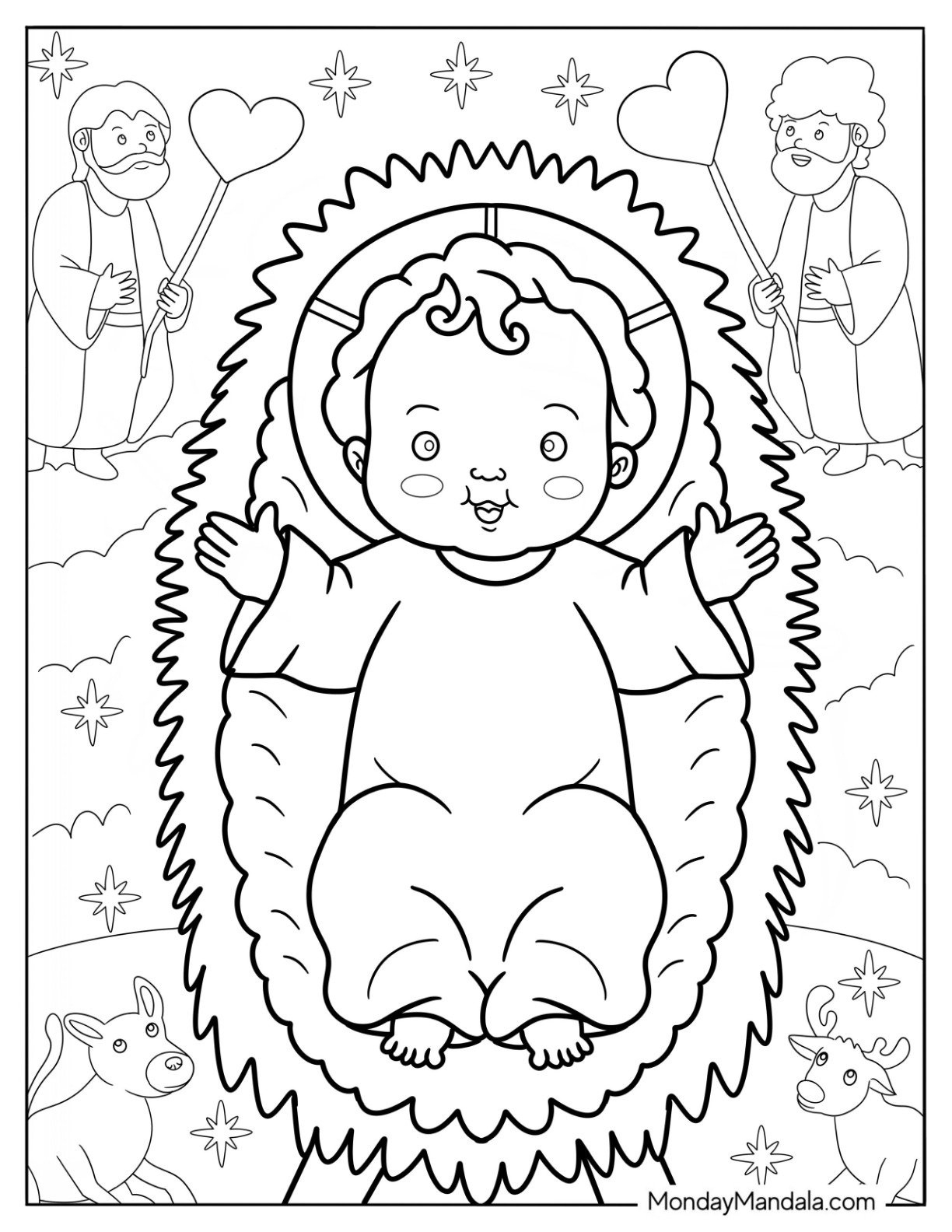 20 Nativity Coloring Pages (Free Pdf Printables) pertaining to Baby Jesus Coloring Printable