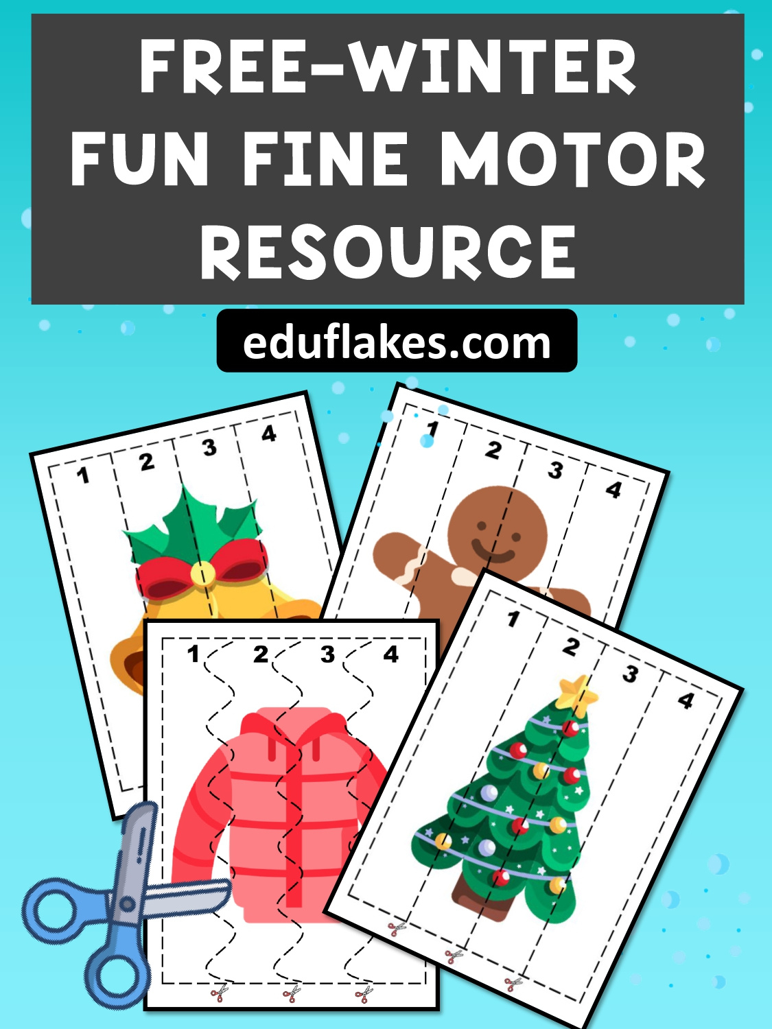 20 Pages Christmas Scissor Skills Fine Motor Center, Cutting in Christmas Fine Motor Worksheets Printable