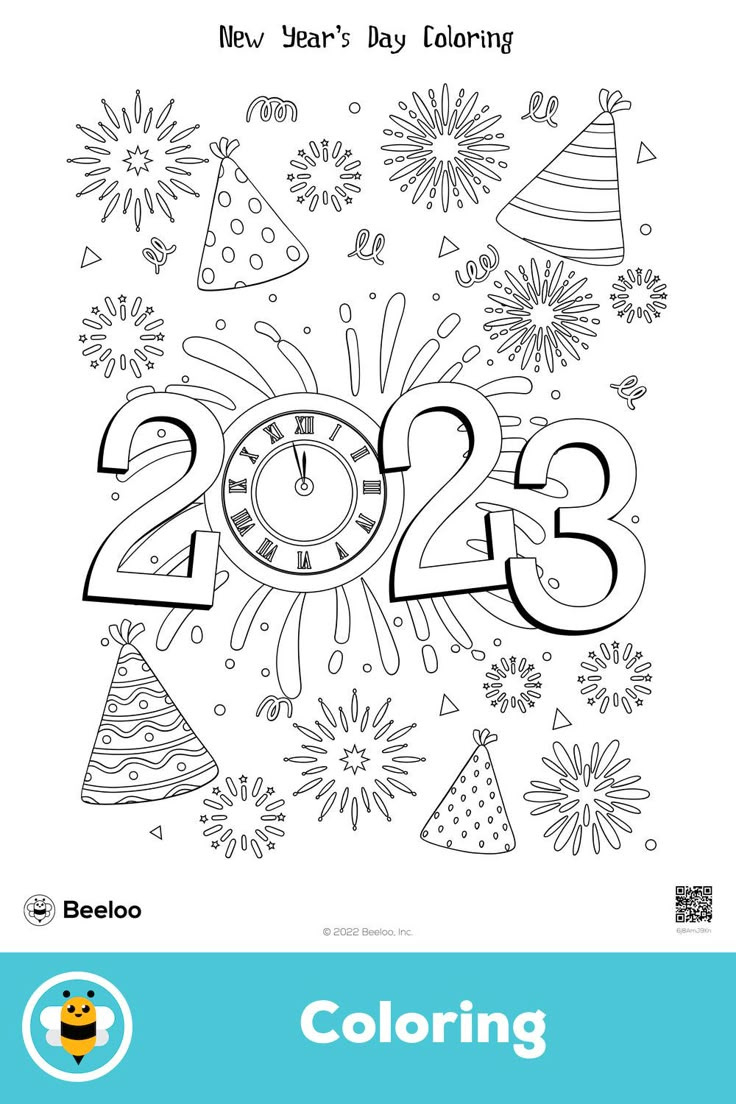2023 New Year'S Day Coloring Page throughout New Year Color Pages Printable