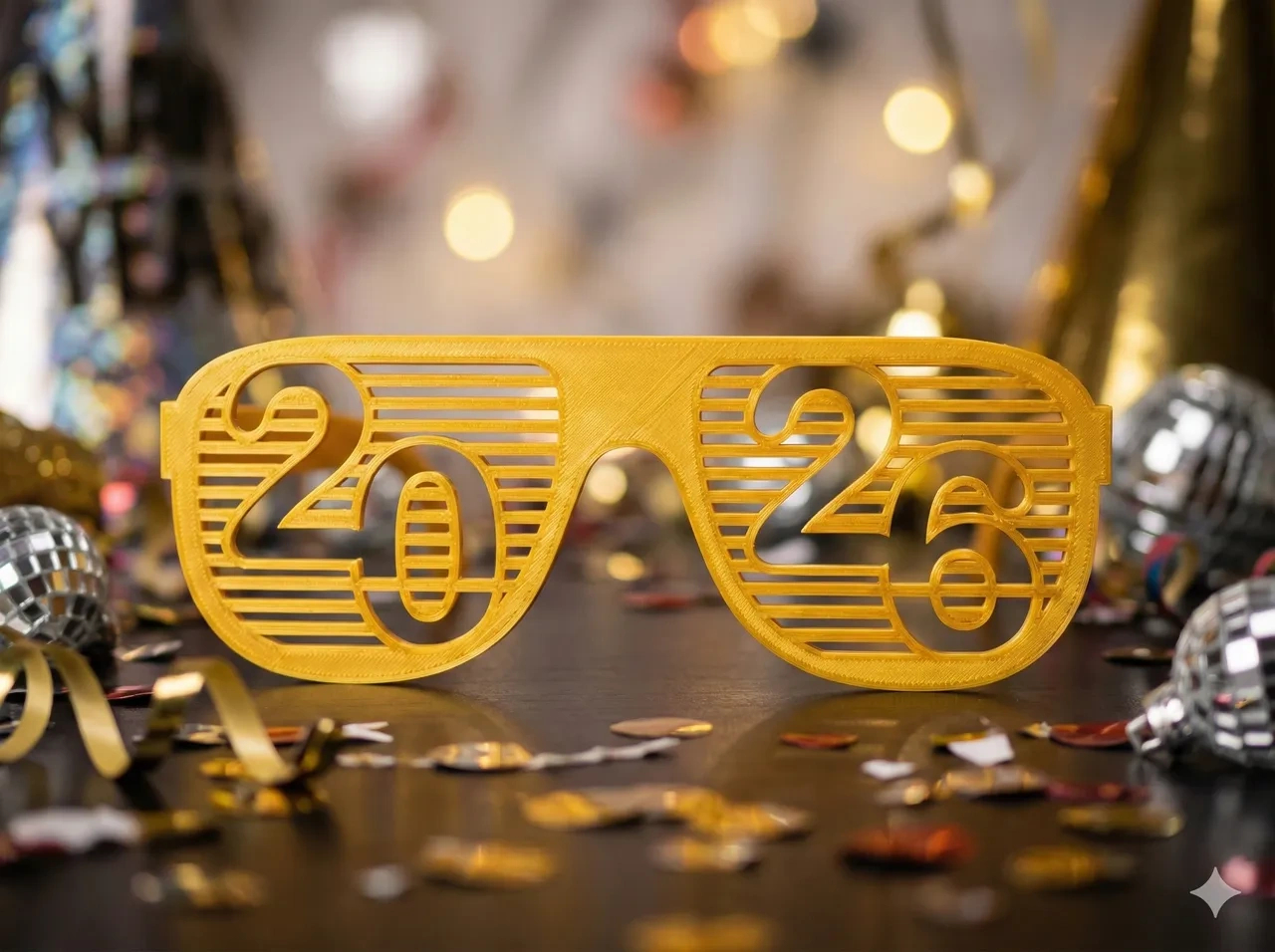 2026 Happy New Year Party Glasses - Just 20G Filament - Fast Print in 2026 New Years Glasses Printable