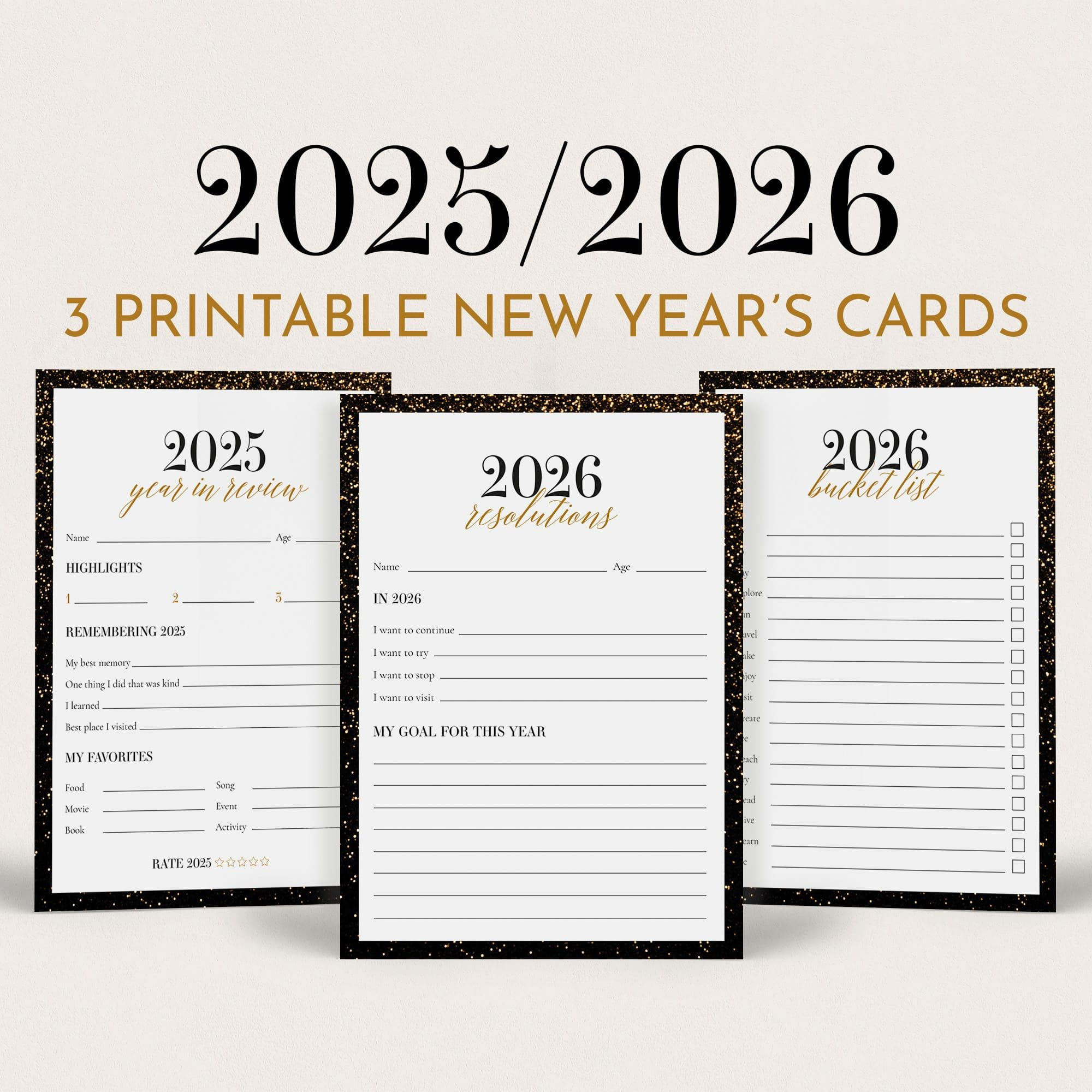 2026 New Years Resolutions List 2025 Reflections Cards New Years intended for New Year&amp;amp;#039;s Resolutions Printable 2026
