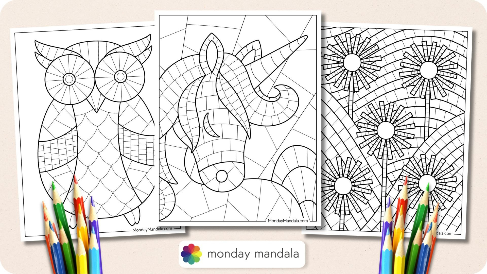 22 Mosaic Coloring Pages (Free Pdf Printables) within Free Printable Mosaic Patterns