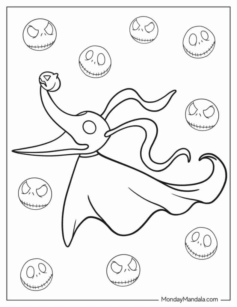 22 Nightmare Before Christmas Coloring Pages (Free Pdfs) within Printable Zero From Nightmare Before Christmas