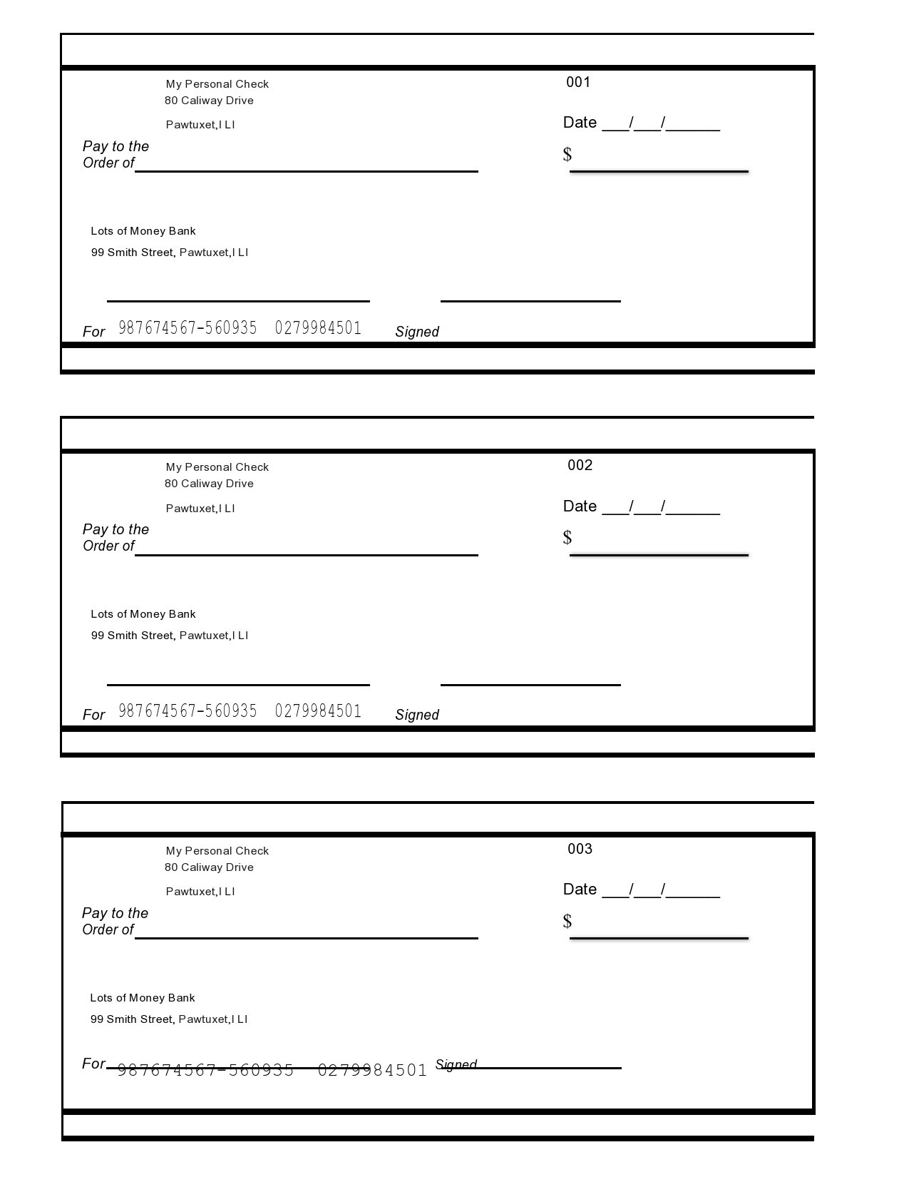 23 Blank Check Templates (Real & Fake) ᐅ Templatelab intended for Free Printable Play Checks