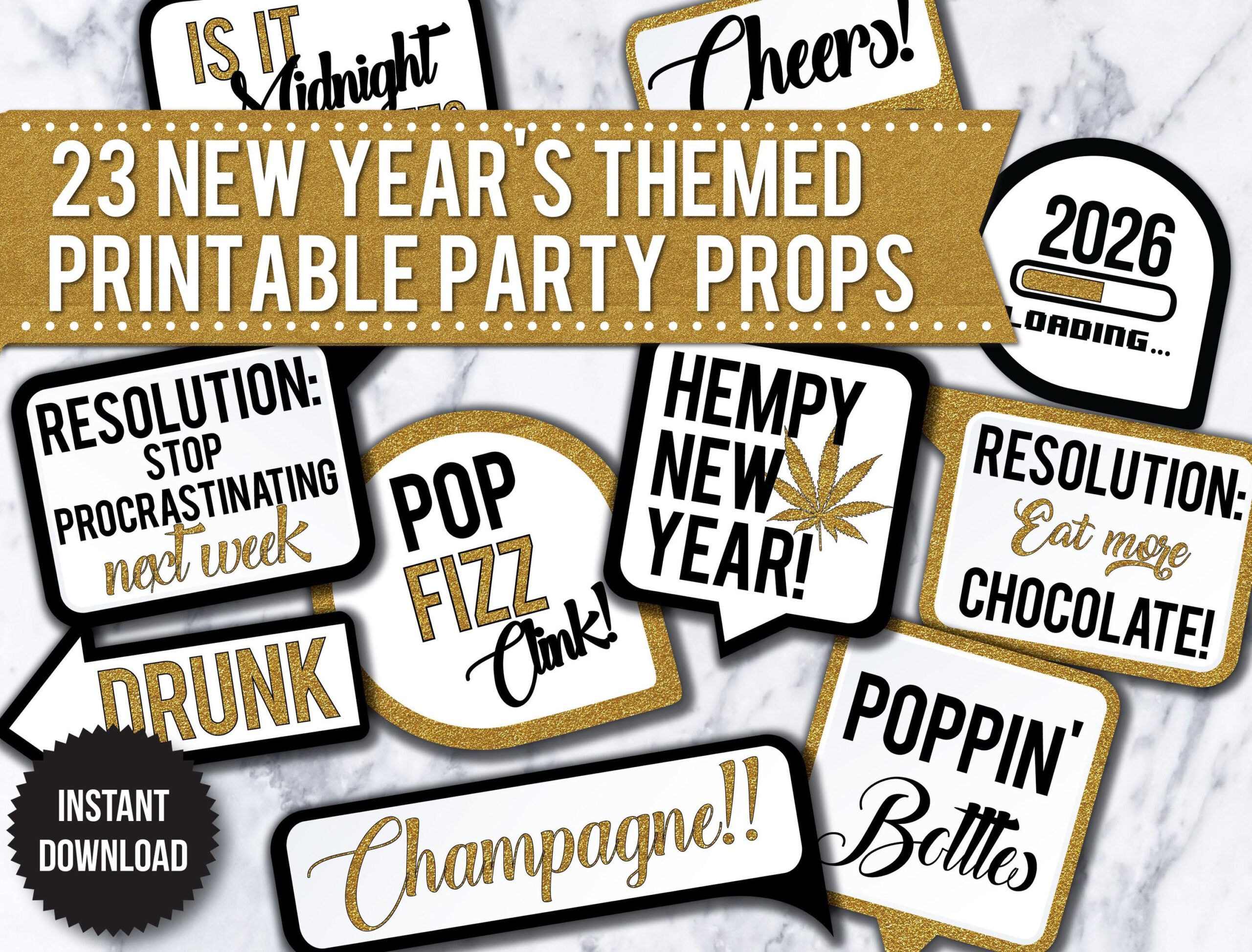 23 New Years Eve 2026 Printable Party Photo Booth Props - Instant within New Year Photo Booth Props Printable 2026