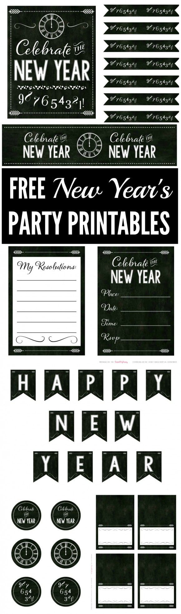 24 Free Printables New Year&amp;#039;S Party Ideas | New Years Party, New within Free Printable New Years Decorations