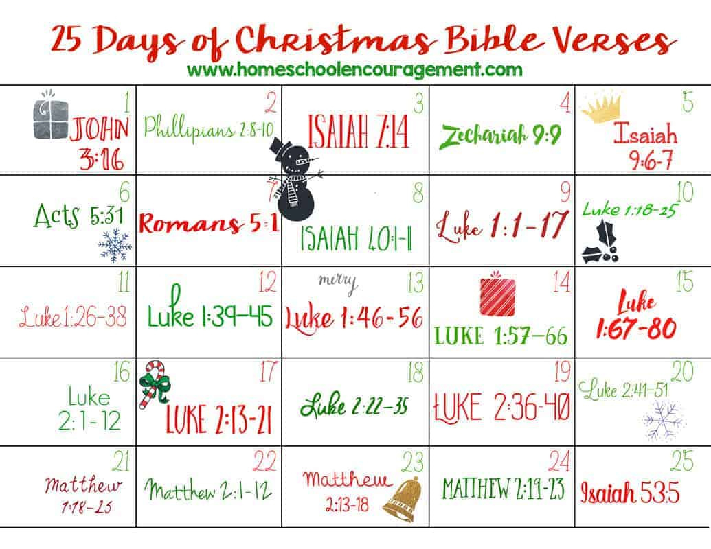 25 Days Of Christmas Bible Verses intended for 12 Days of Christmas Meaning Printable Free Download