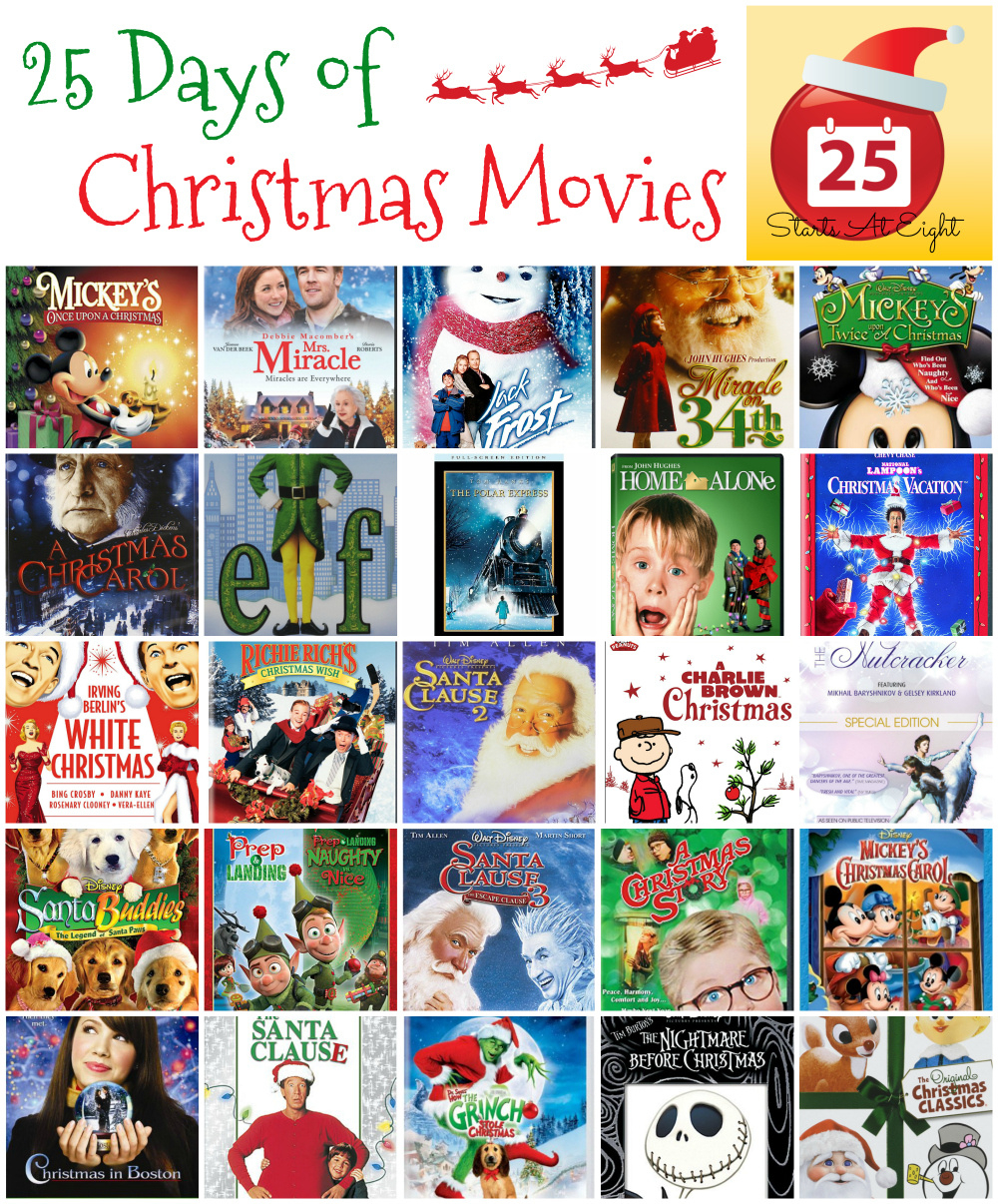 25 Days Of Christmas Movies With Free Printable List - Startsateight for Christmas Movies Printable List