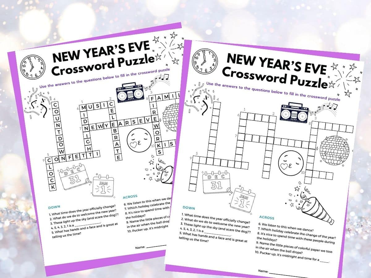3 Printable New Years Word Games For Kids inside Free Printable New Year&amp;amp;#039;s Crossword Puzzle