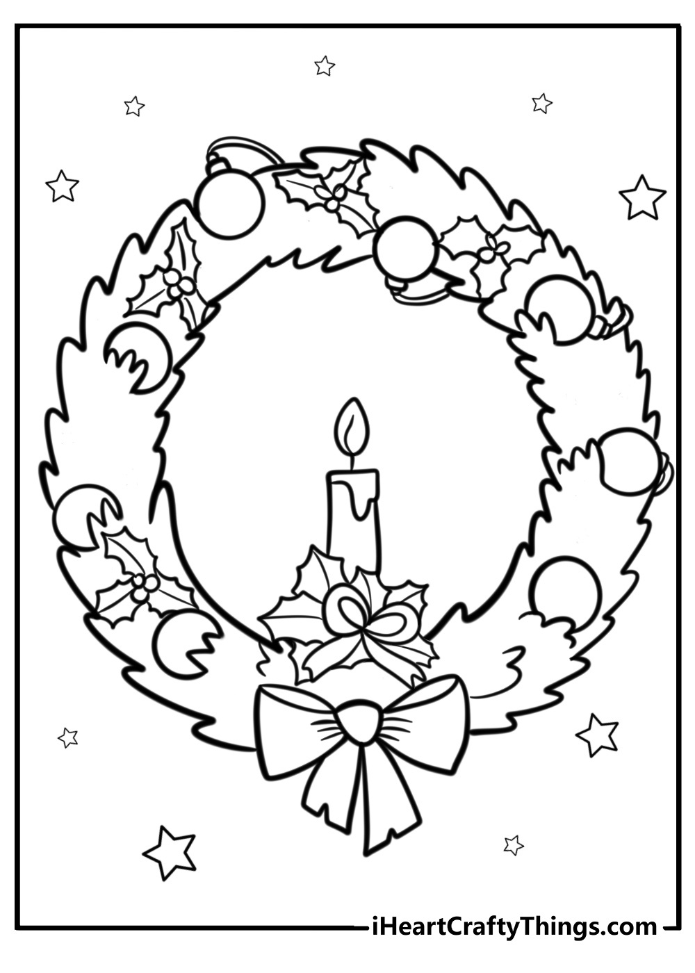 30 Christmas Wreath Coloring Pages (100% Free To Print) for Christmas Wreath Coloring Printable