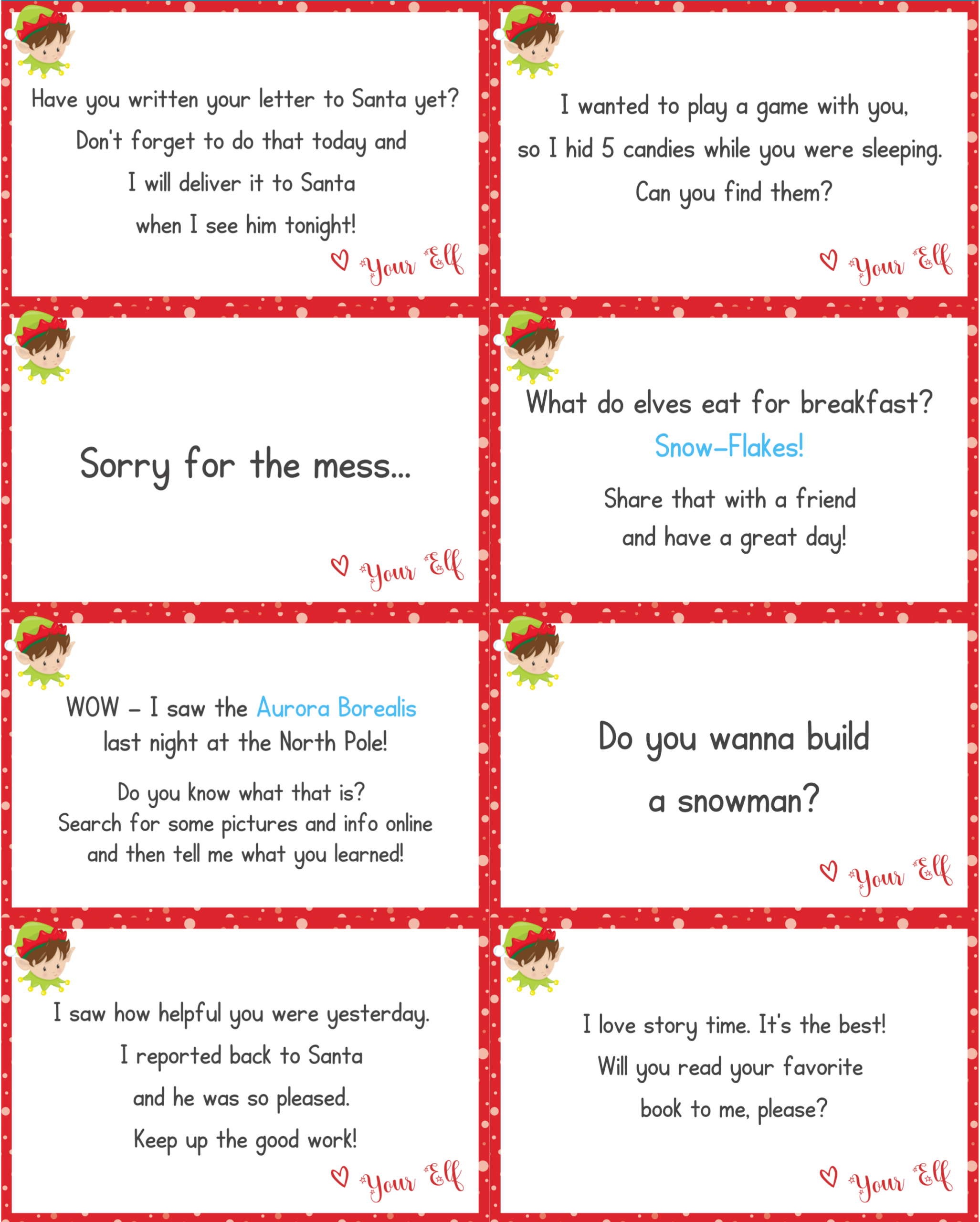 32 Free Elf On The Shelf Printable Notes - Play Party Plan throughout Free Printable Elf on the Shelf Story