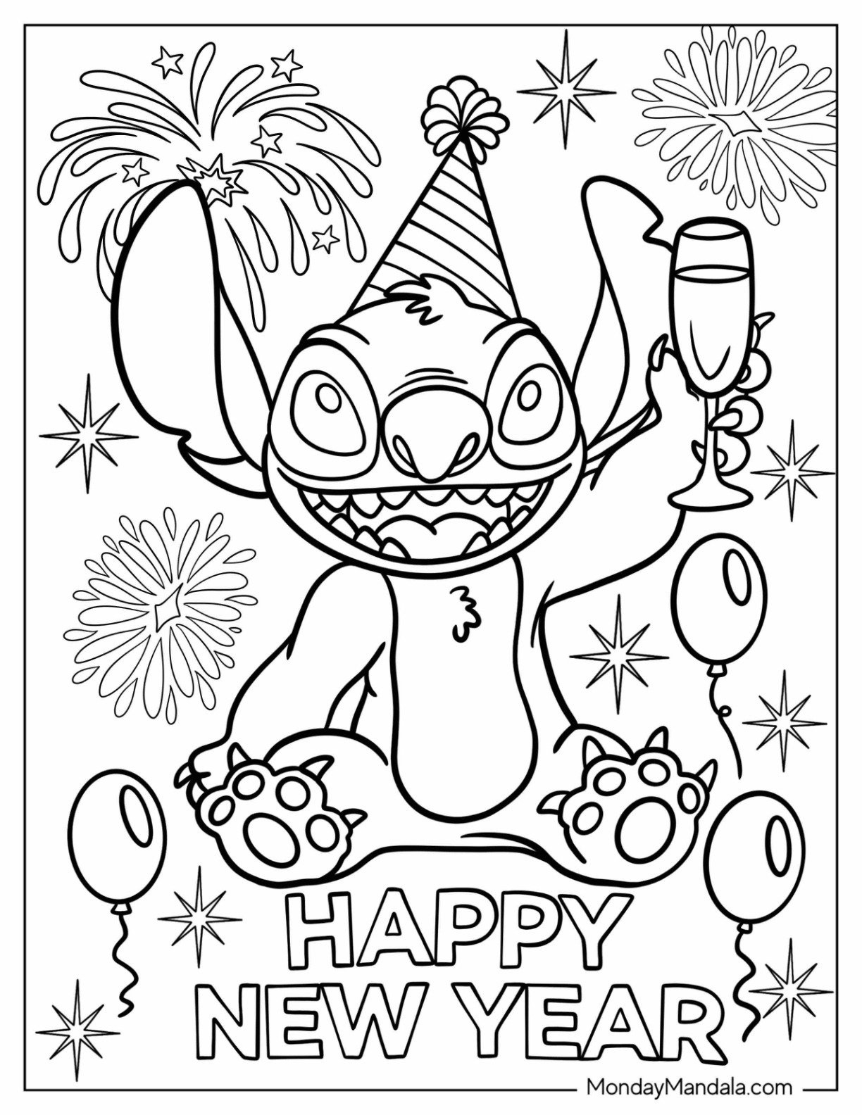 32 New Year Coloring Pages (Free Pdf Printables) in New Years Eve Coloring Pages Printable