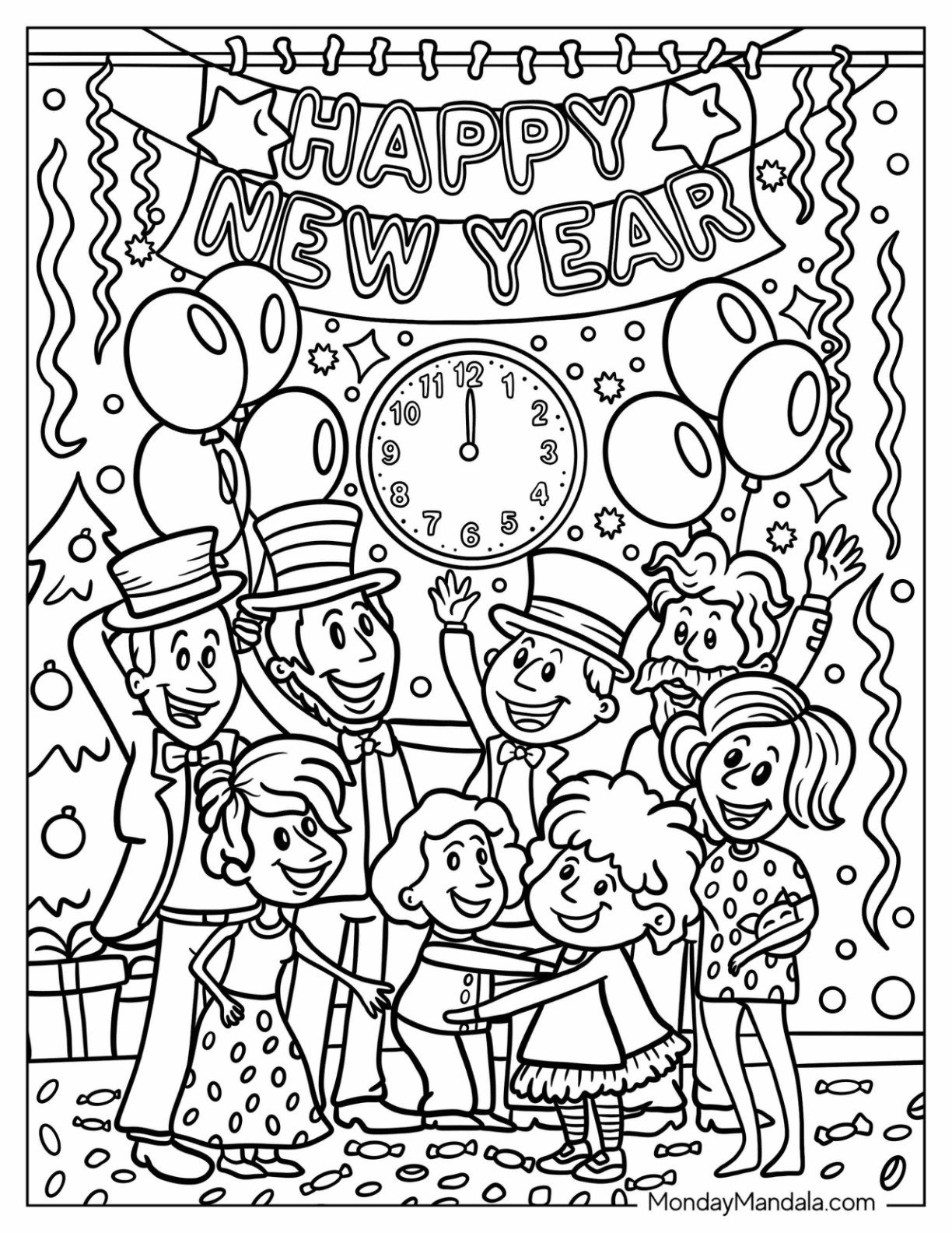 32 New Year Coloring Pages (Free Pdf Printables) intended for Printable New Years Coloring Sheets