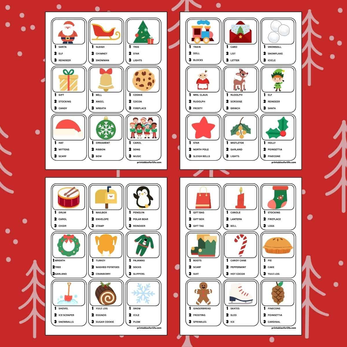36 Free Printable Christmas Pictionary Game Cards throughout Christmas Pictionary Printable