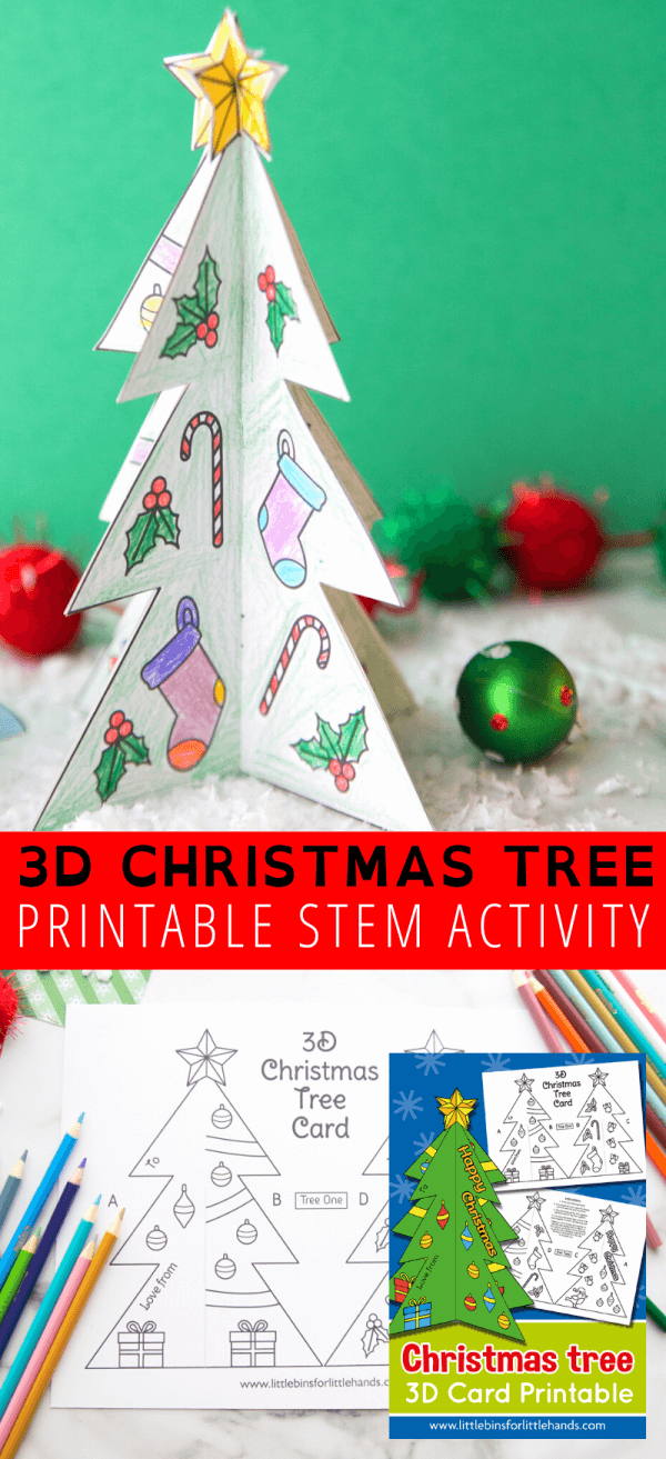 3D Christmas Tree Template - Little Bins For Little Hands for 3D Christmas Tree Template Printable